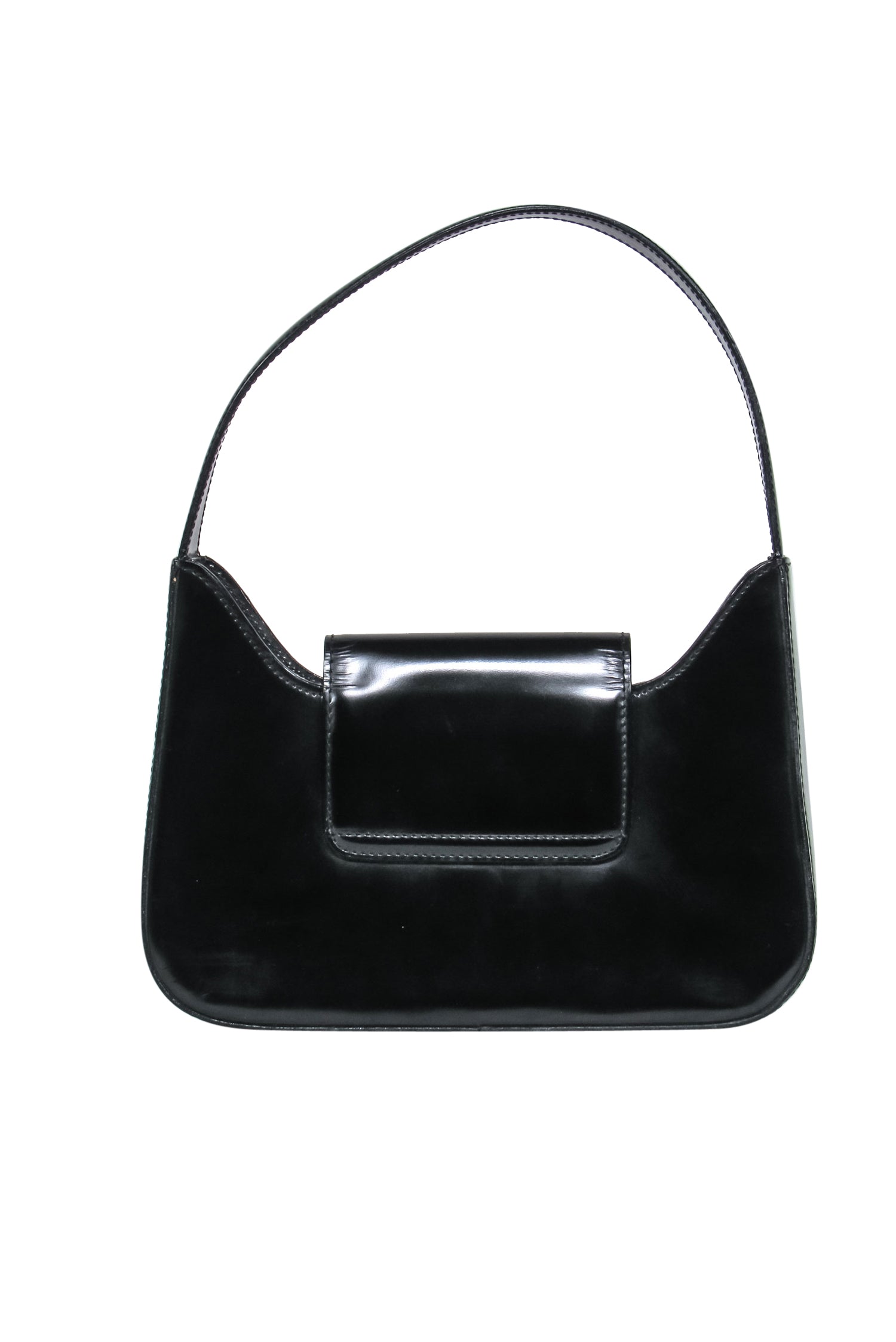 Lancel - Stunning Black Glossed Leather Structured Handbag