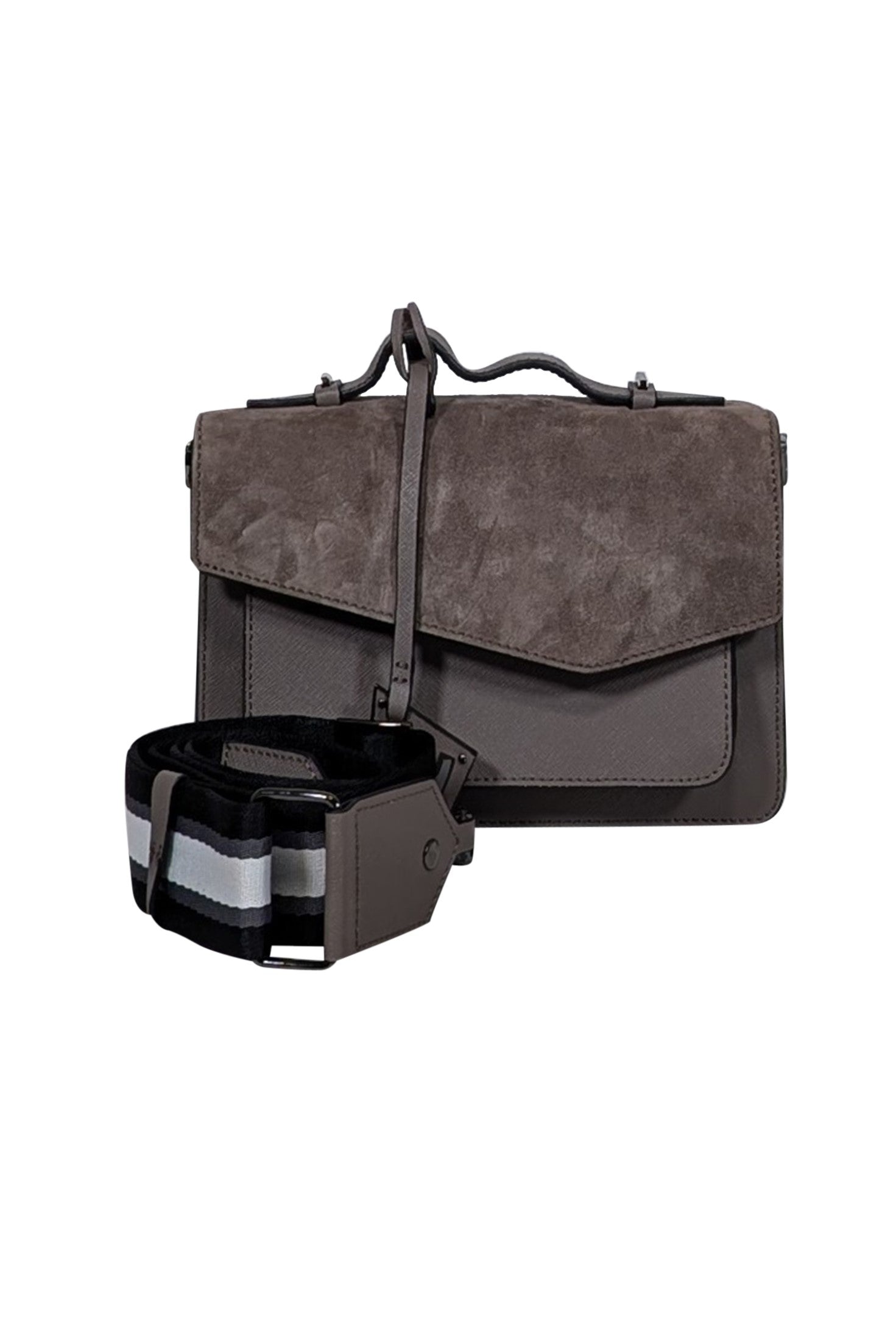 Botkier - Stylish Grey Saffiano Leather & Suede Crossbody Bag