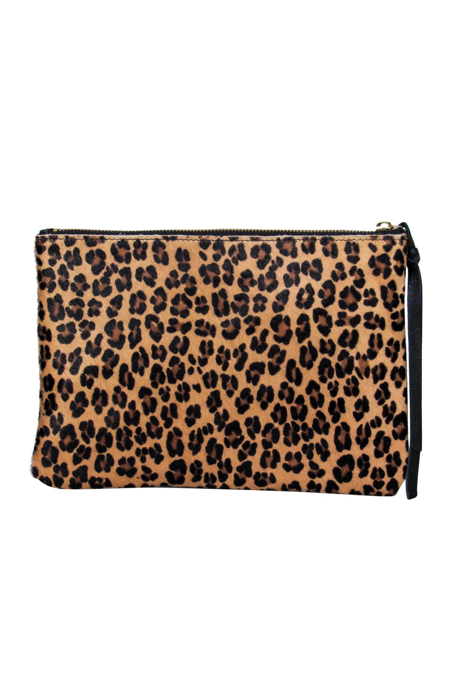 Posse - Stunning Tan Leopard Print Calf Hair Clutch