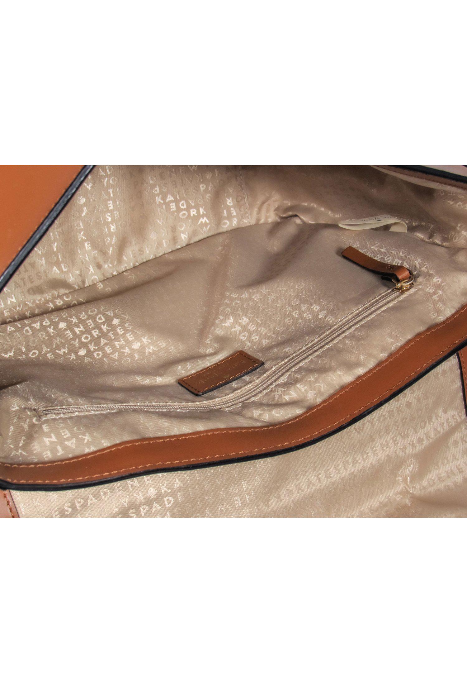 Kate Spade Brown Leather Satchel with Stunning Pink Trim