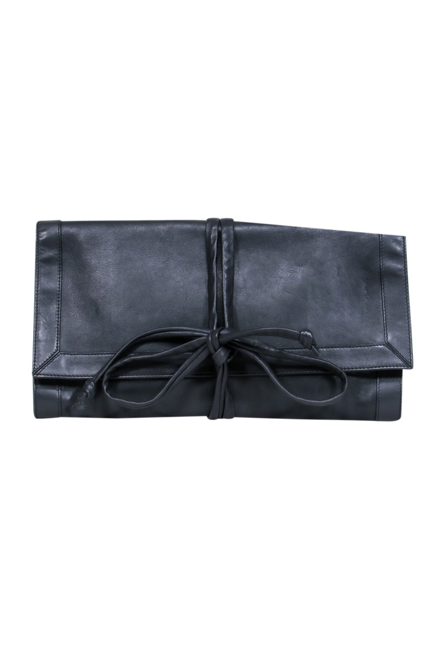 Barneys New York Black Foldover Tie - Strap Clutch: A Style Essential