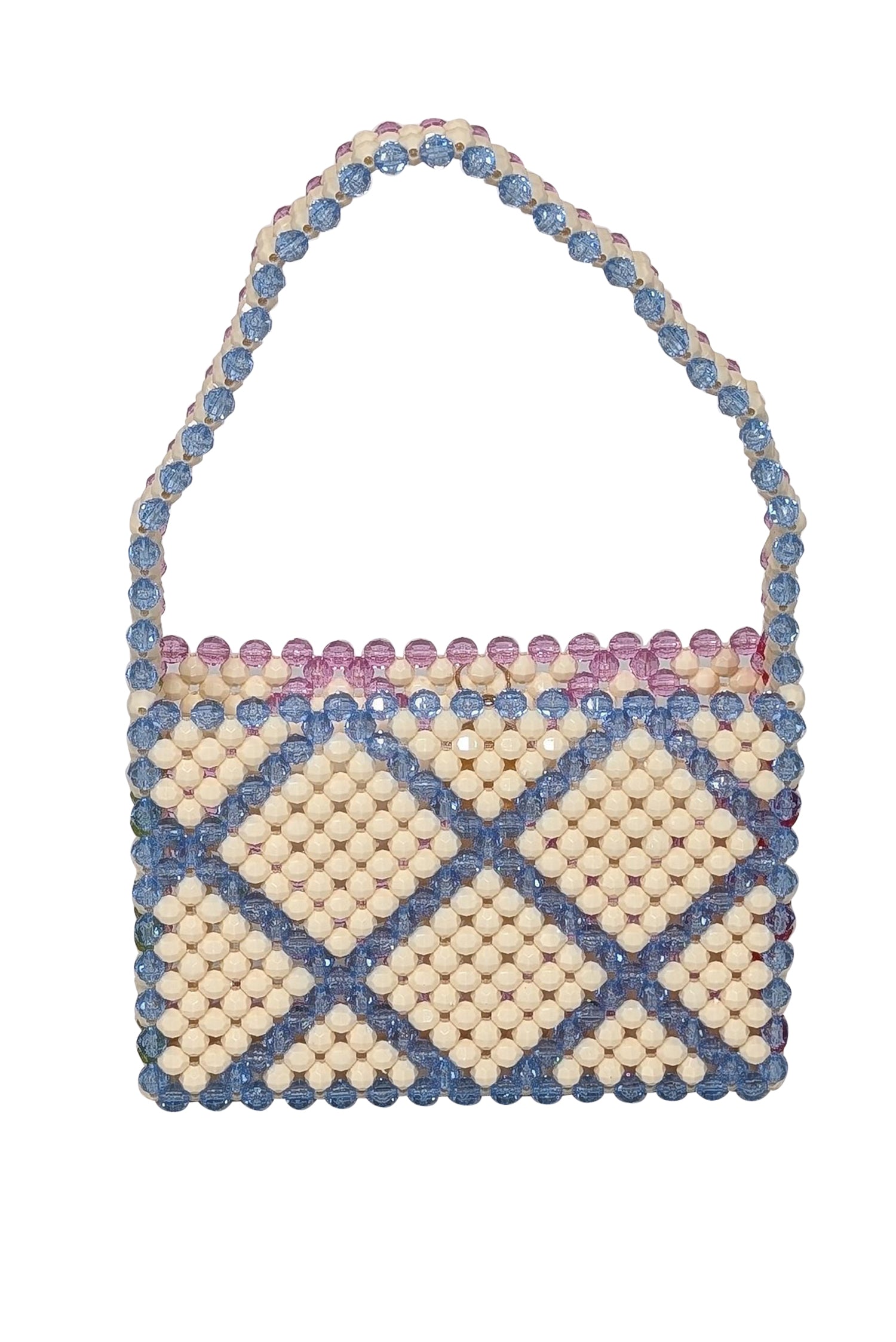 Susan Alexandra - Stunning Ivory, Blue & Lavender Beaded Mini Bag