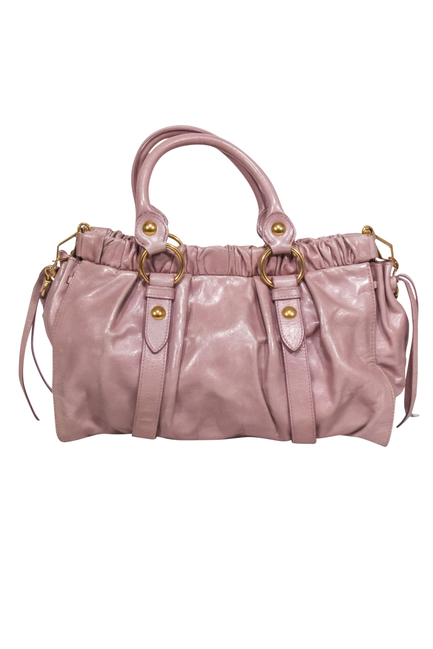 Miu Miu - Stunning Beige Leather Gathered Satchel Bag