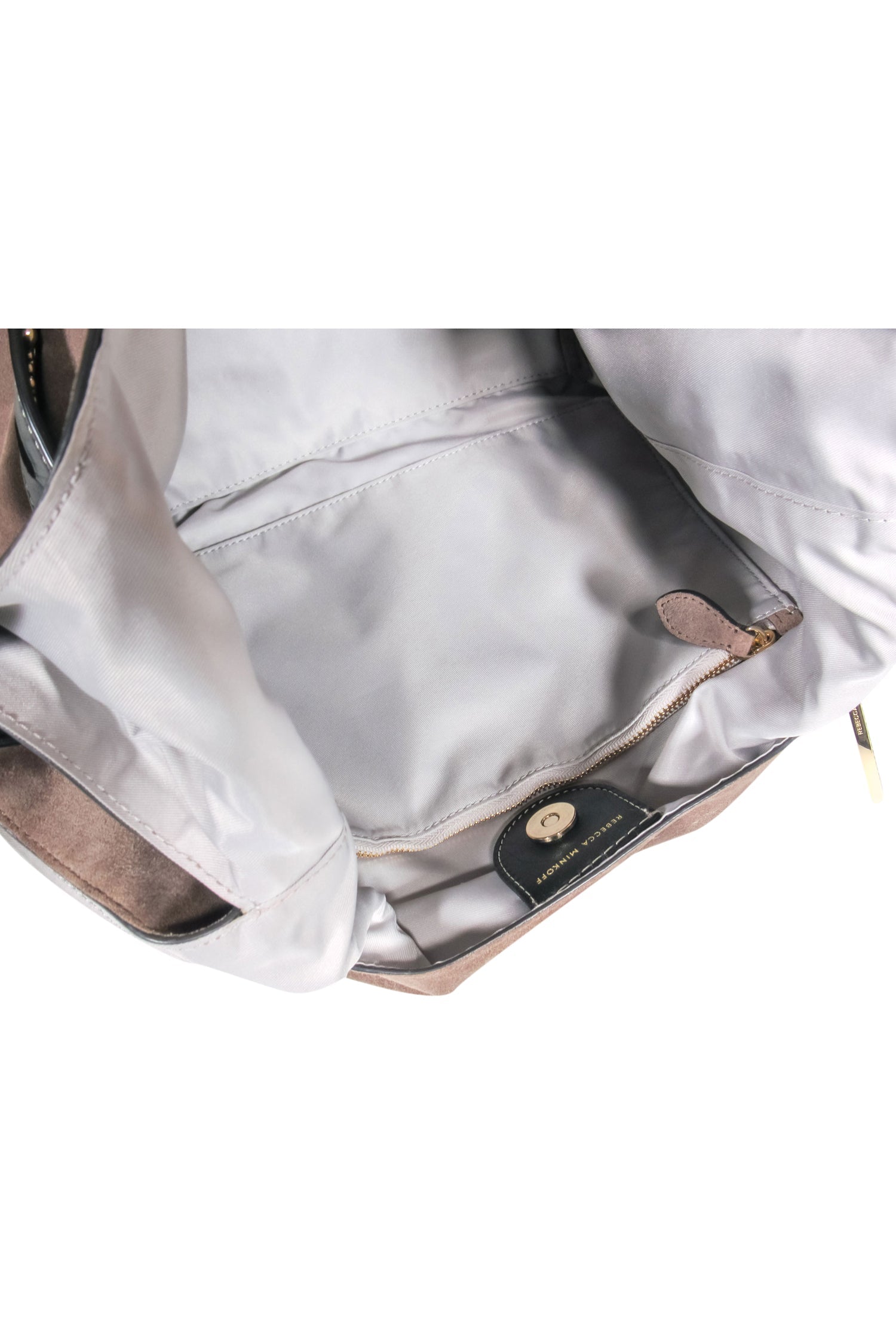 Rebecca Minkoff Taupe Suede Hobo Shoulder Bag: Studded Leather Handle Style