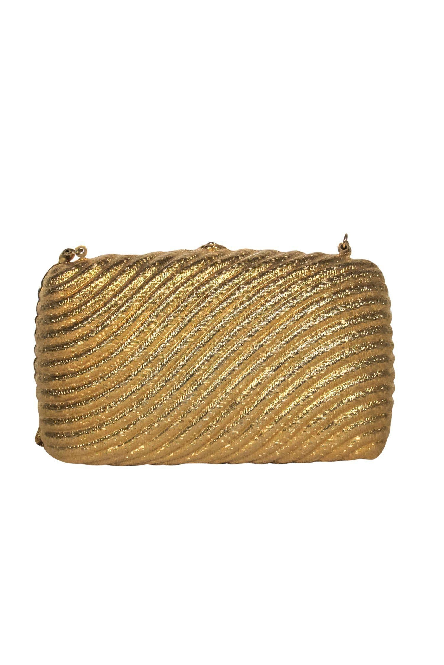 I. Magnin & Co. - Stunning Gold Textured Chain Crossbody