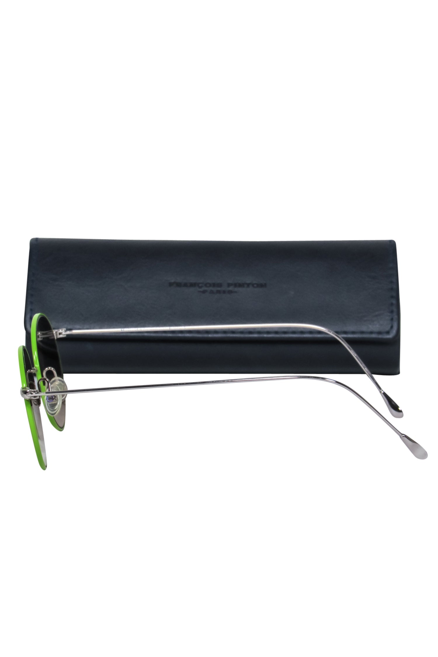 Francois Pinton Lime Green Round Sunglasses with Brown Lenses - A Fashionable Statement