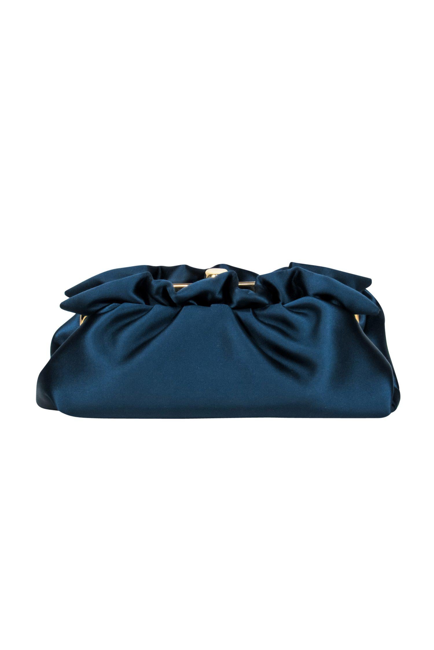 Lafayette 148 - Stunning Dark Teal Ruffle Satin Clutch