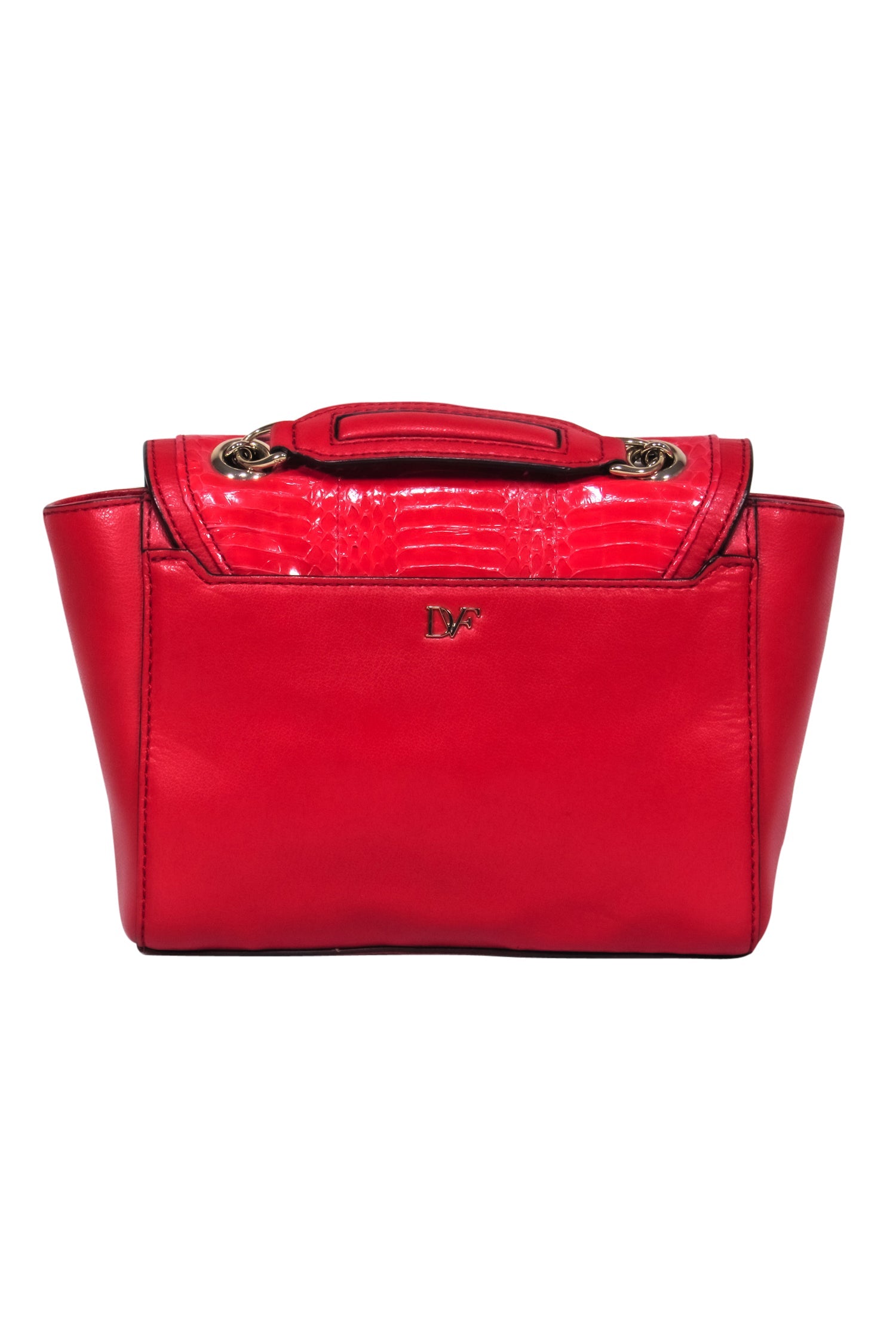 Diane von Furstenberg - Stunning Red Leather & Snakeskin Small Shoulder Bag with Chain Strap