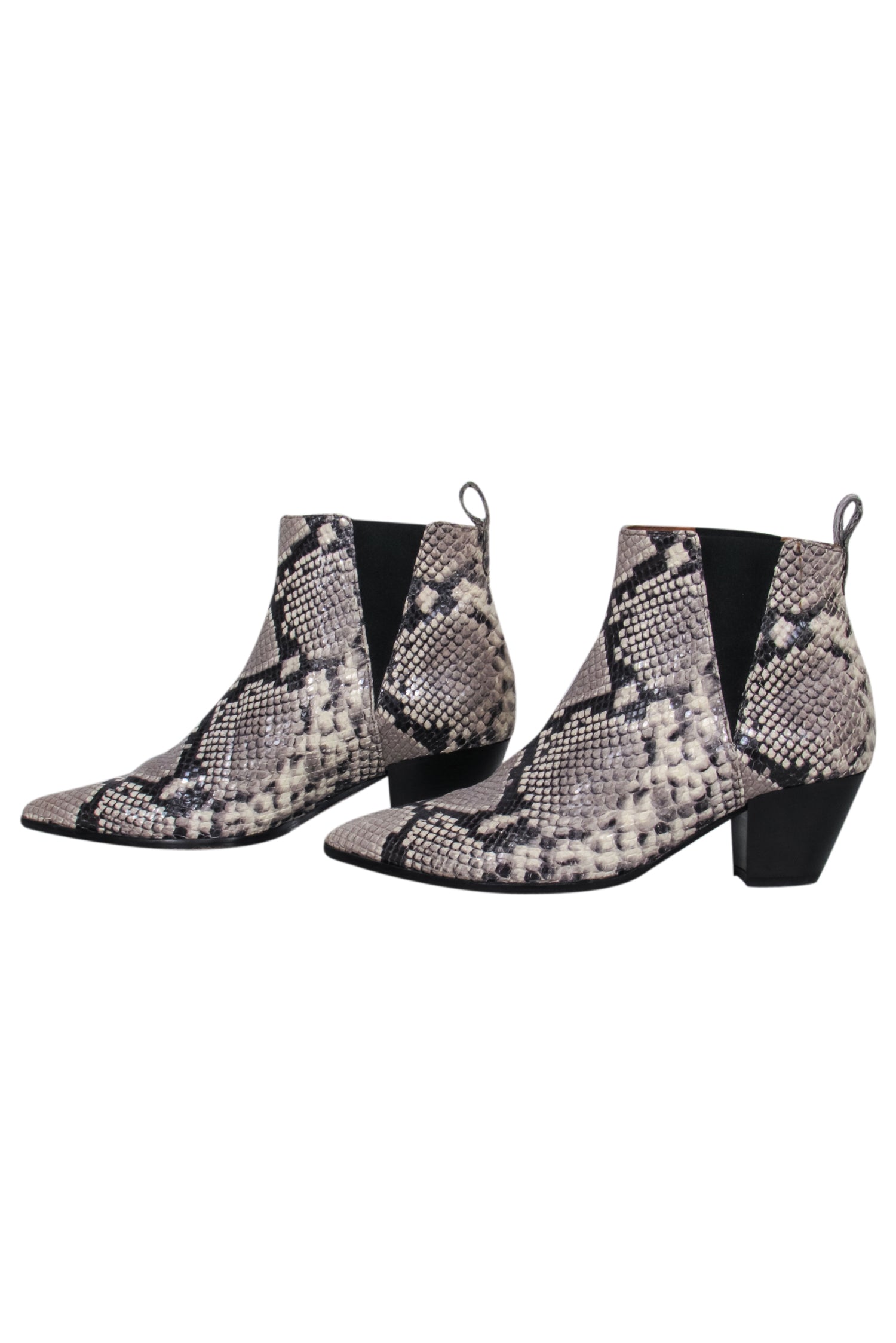 M. Gemi - Stunning Grey & Black Snake Print Booties in Size 8