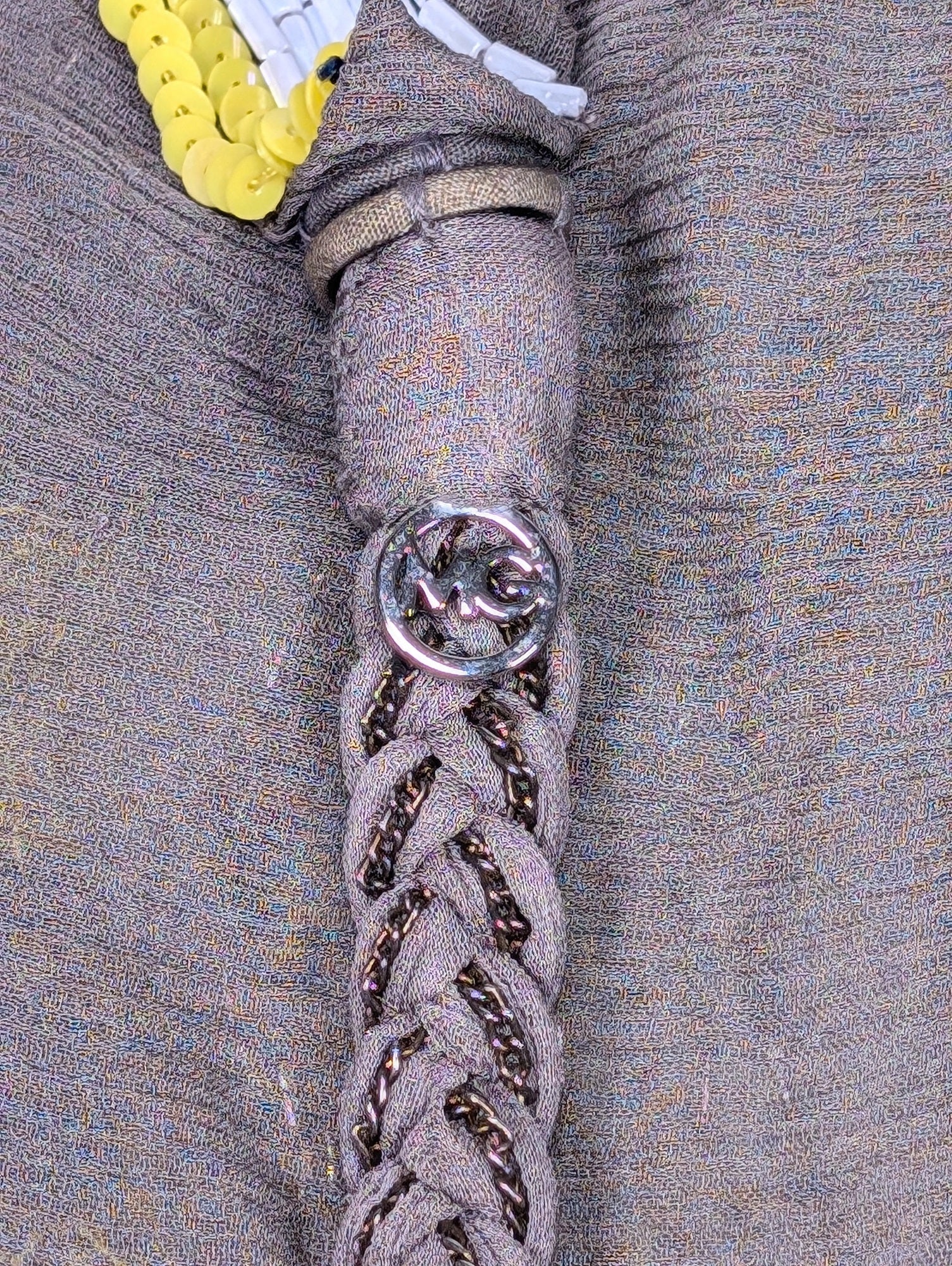 Mignonne Gavigan - Stunning Taupe Grey Silk Hand - Beaded Scarf Necklace