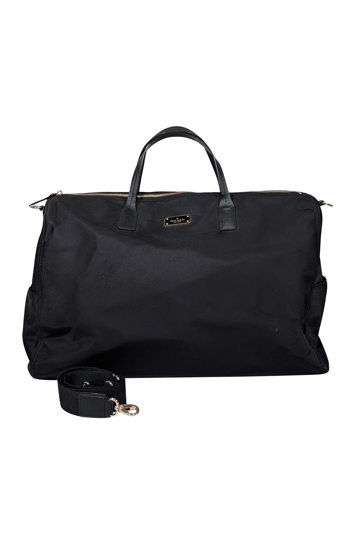 Kate Spade Luxurious Black Nylon Large Duffle Bag for Stylish Travel