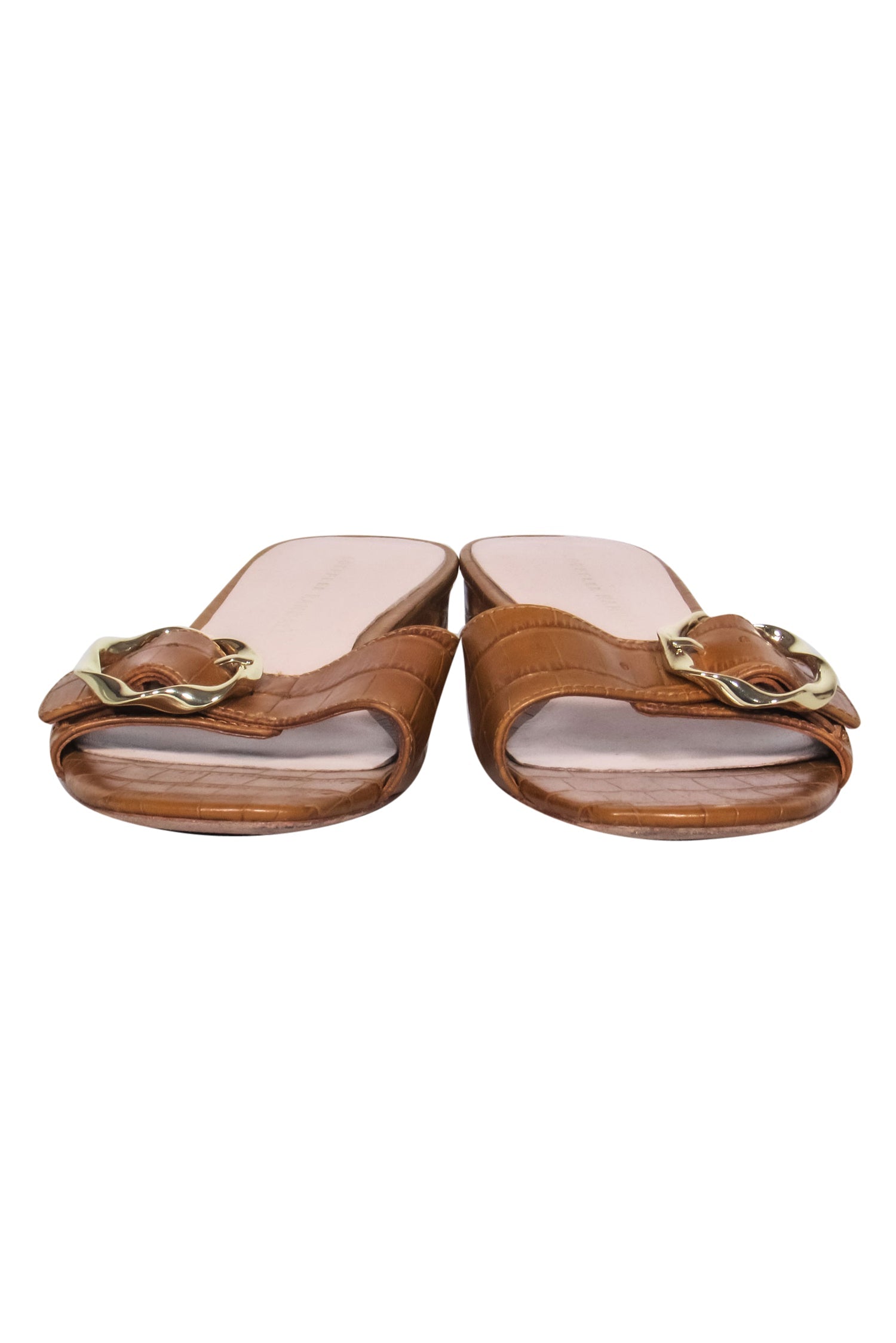 Loeffler Randall Cognac Crocodile Embossed Leather Slide Sandals - Size 6 - Irresistible Summer Must - Haves
