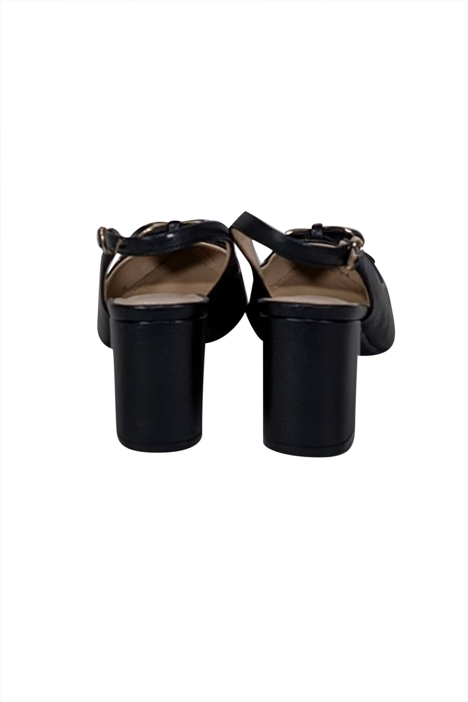 Andrea Black Leather Bow Toe Slingback Heels - Size 7.5 - Office Chic!