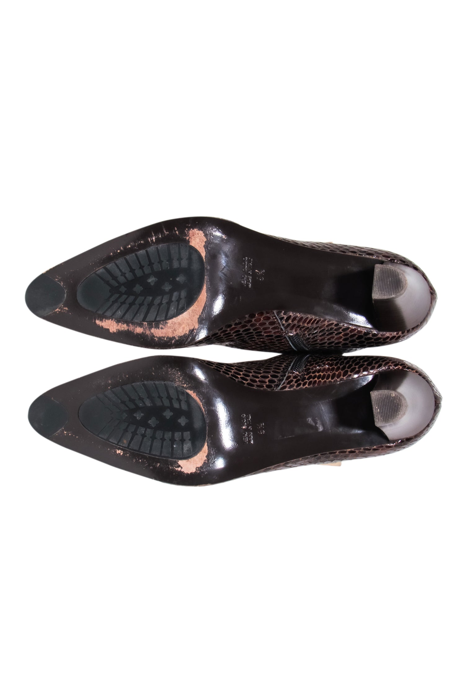 Aquatalia Brown Patent Leather Crocodile Design Calf-High Boots - Size 9.5 - Fashion Forward!