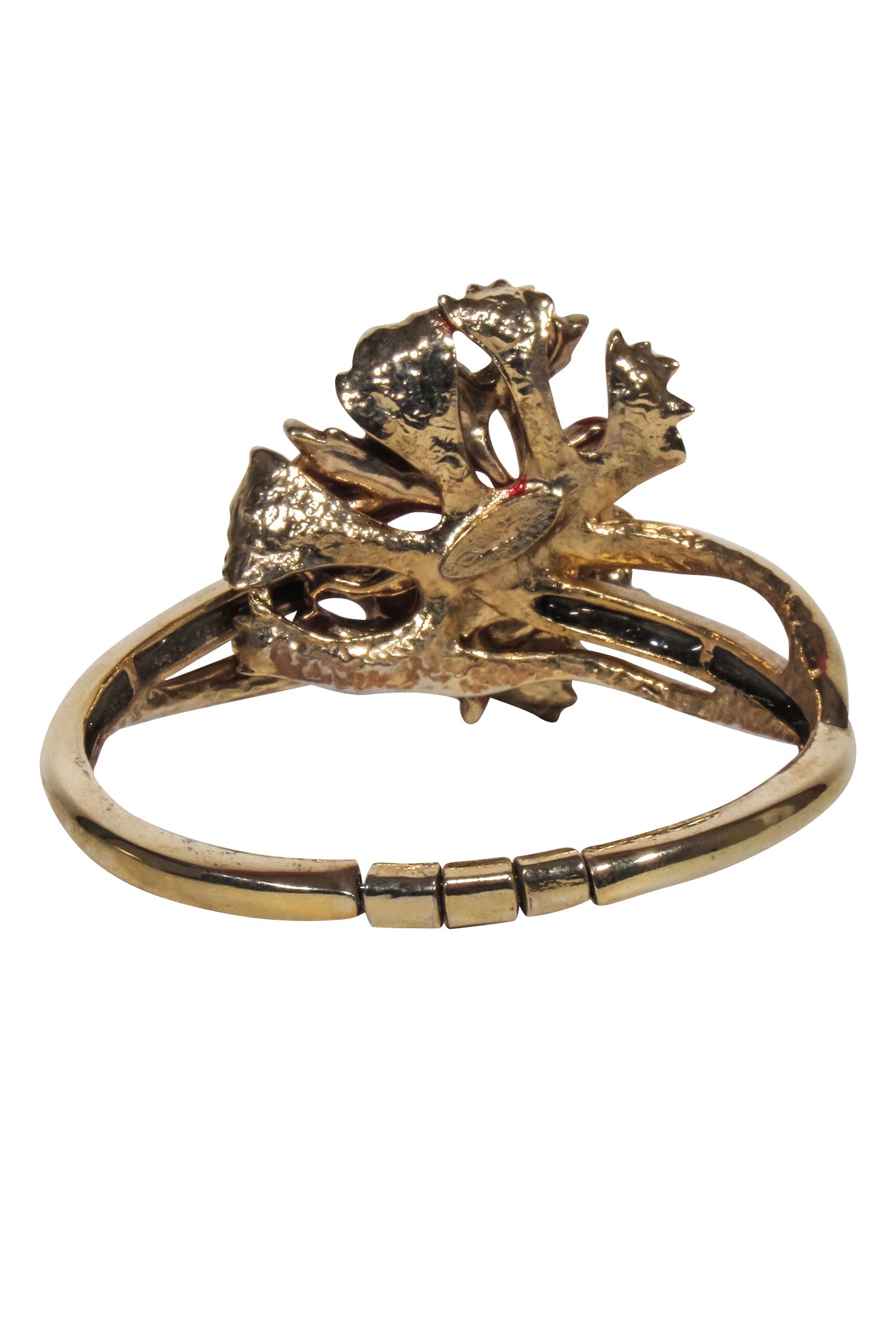 Oscar de la Renta - Stunning 10 Karat Gold Plated Red Resin Carnation Flower Bracelet