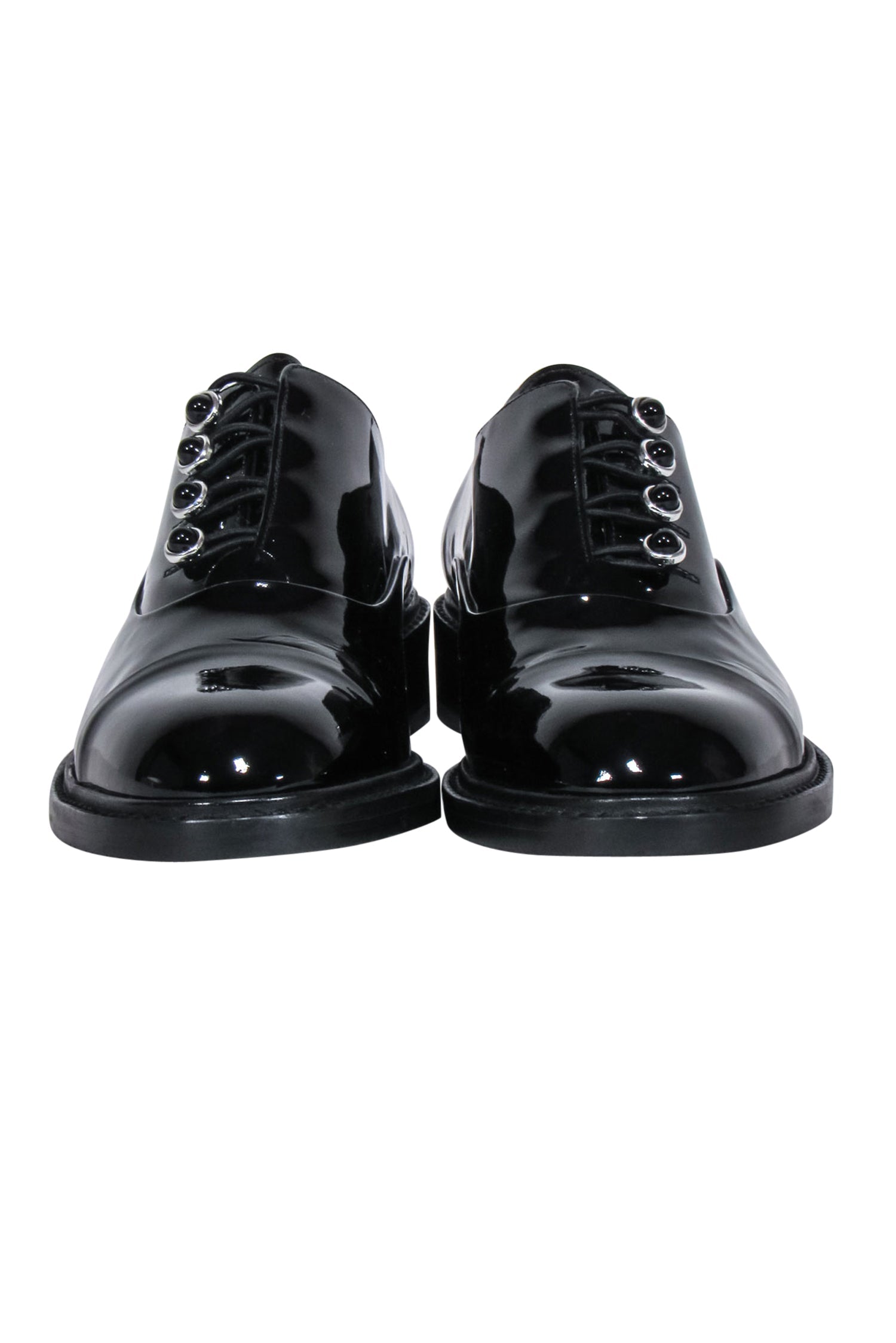 Stuart Weitzman - Stunning Black Patent Lace - Up Oxfords in Size 6