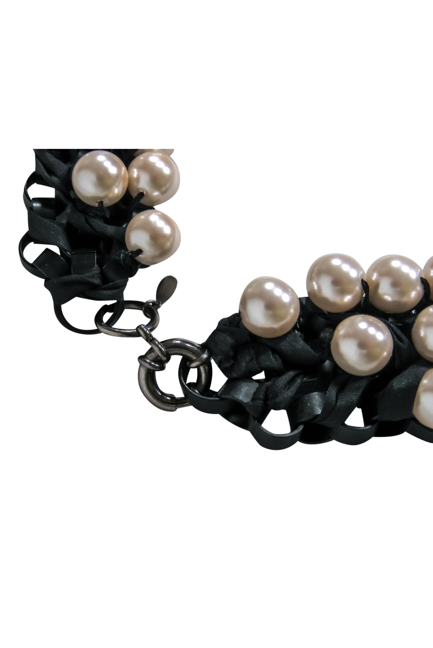 Lee Angel Faux Pearl Three - Strand Woven Choker