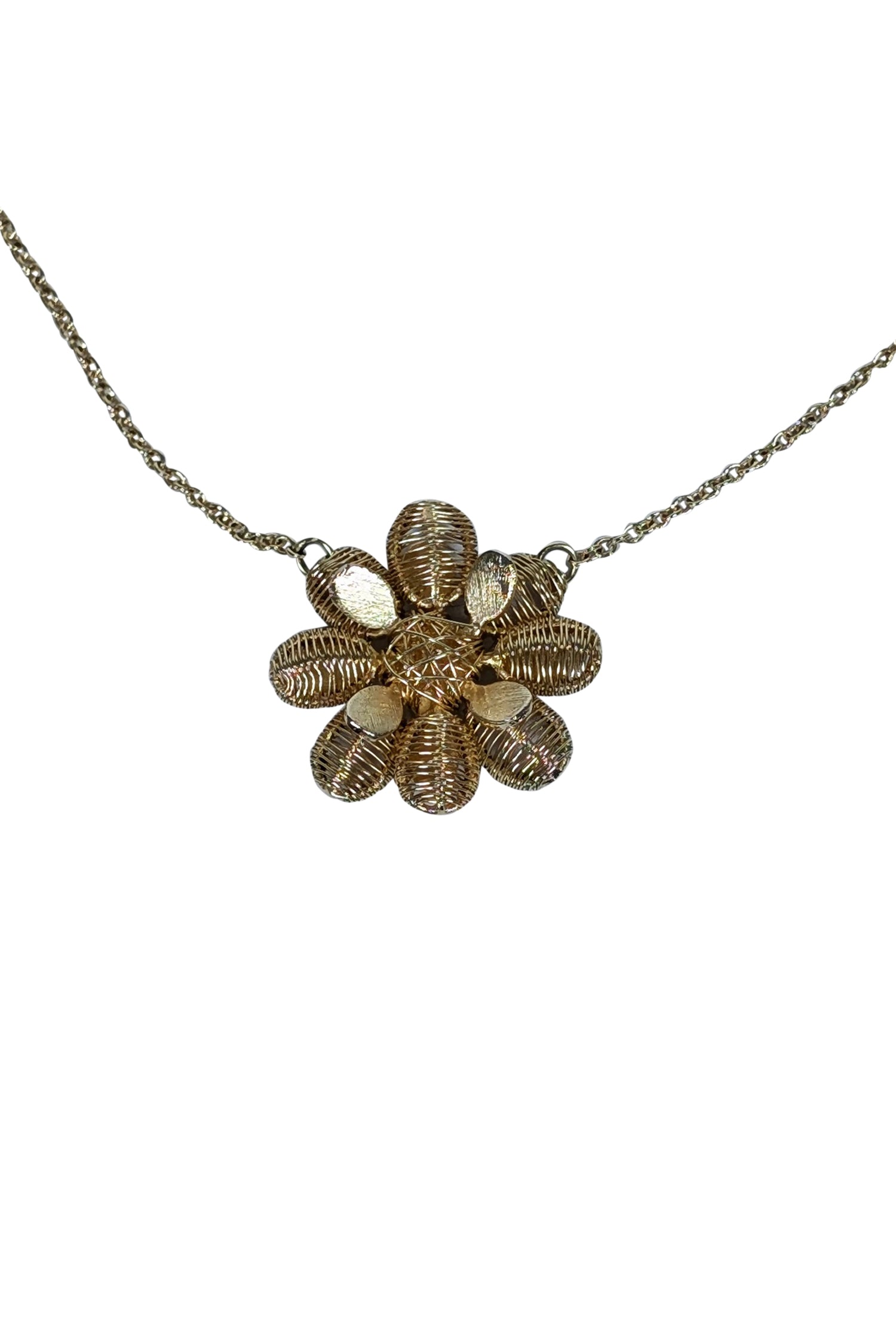 Claudia Lobau - Stunning Gold Chain Large Flower Pendant Necklace