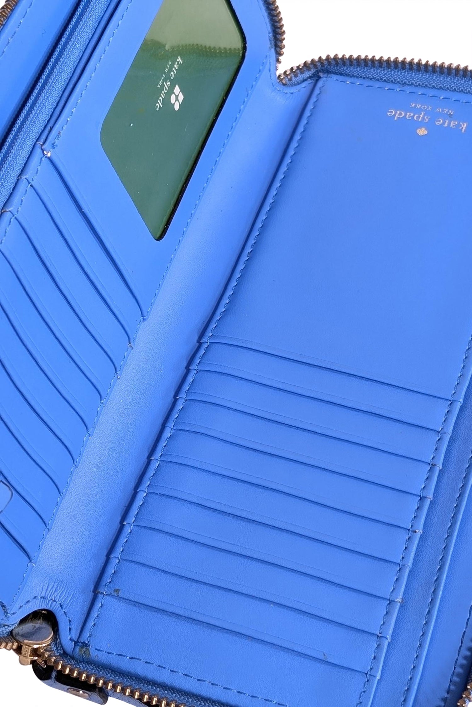Kate Spade's Stunning Blue Leather Double Zipper Wristlet