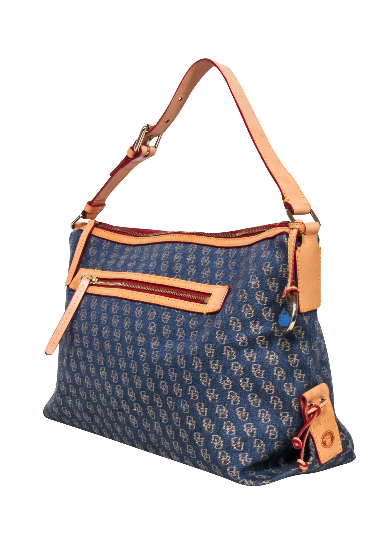 Dooney & Bourke - Trendy Blue Denim Logo Brocade Shoulder Bag
