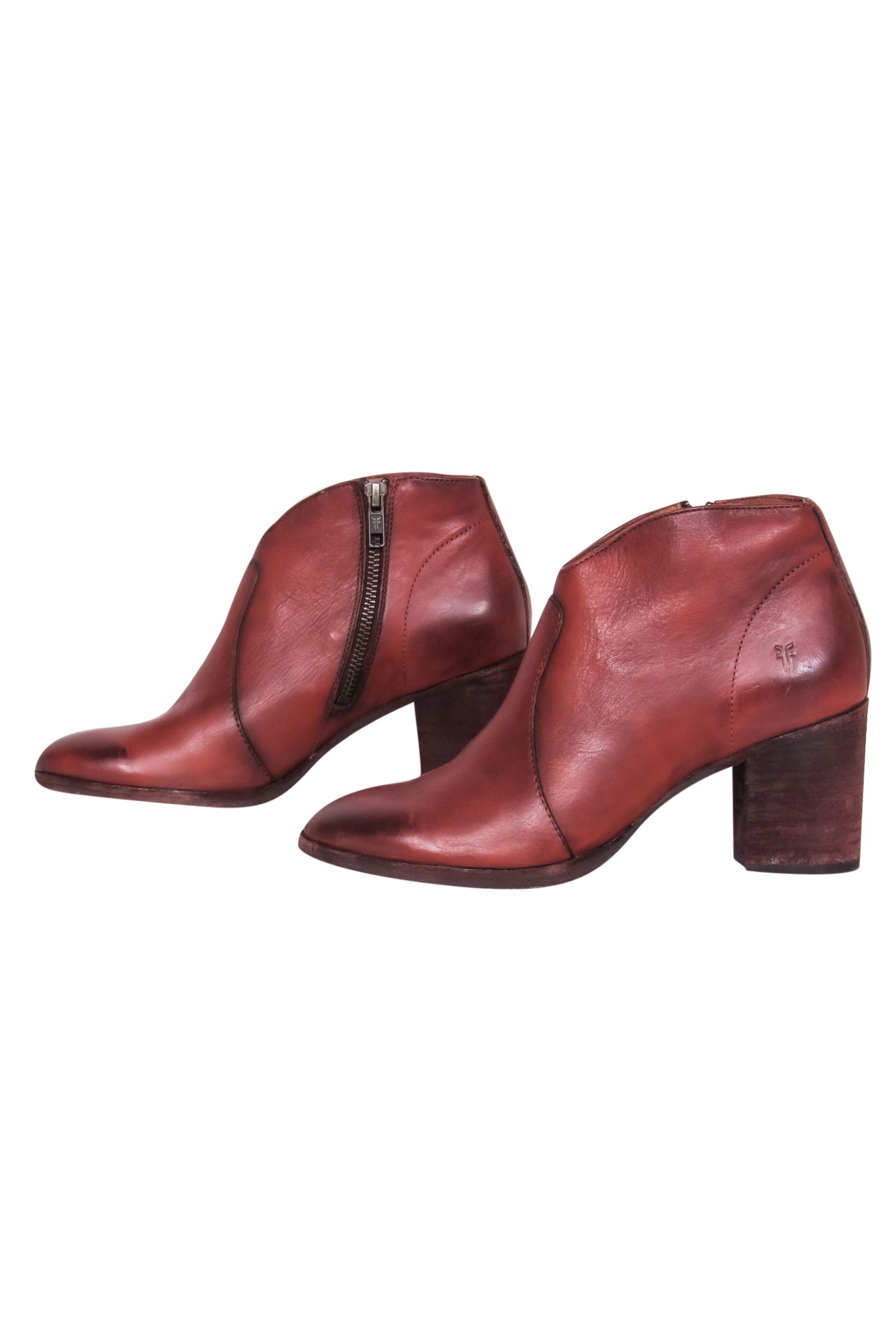 Frye's Red Clay Leather Nora Ankle Booties with Zip - Size 7 - A Must - Have Autumn Luxury!