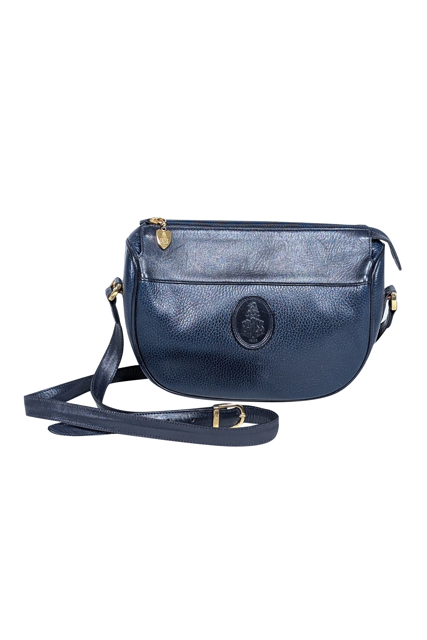 Mark Cross Navy Pebbled Leather Crossbody Bag - A Vintage Stylish Companion