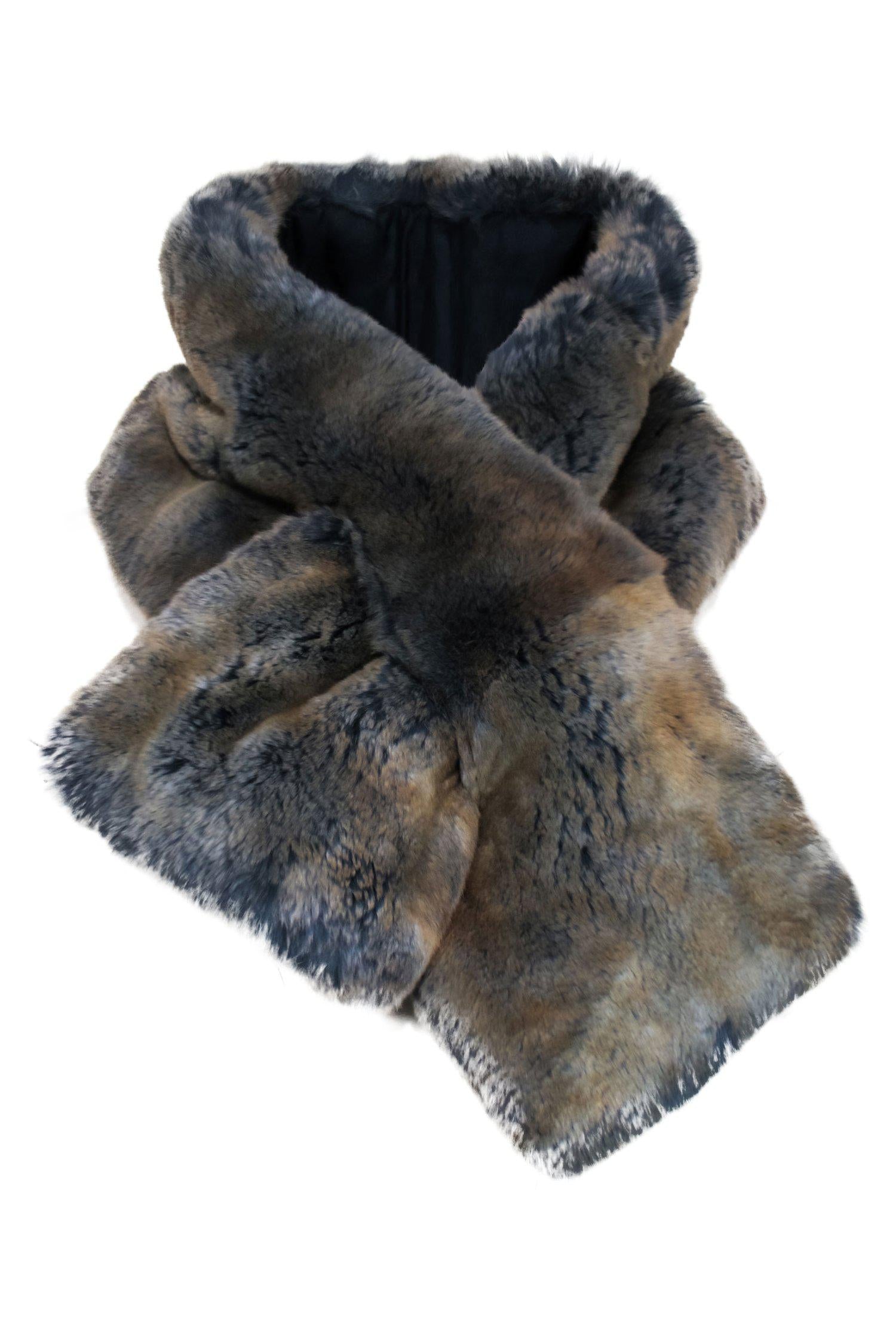 Billy Reid's Stunning Navy & Brown Two-Tone Faux Fur Scarf