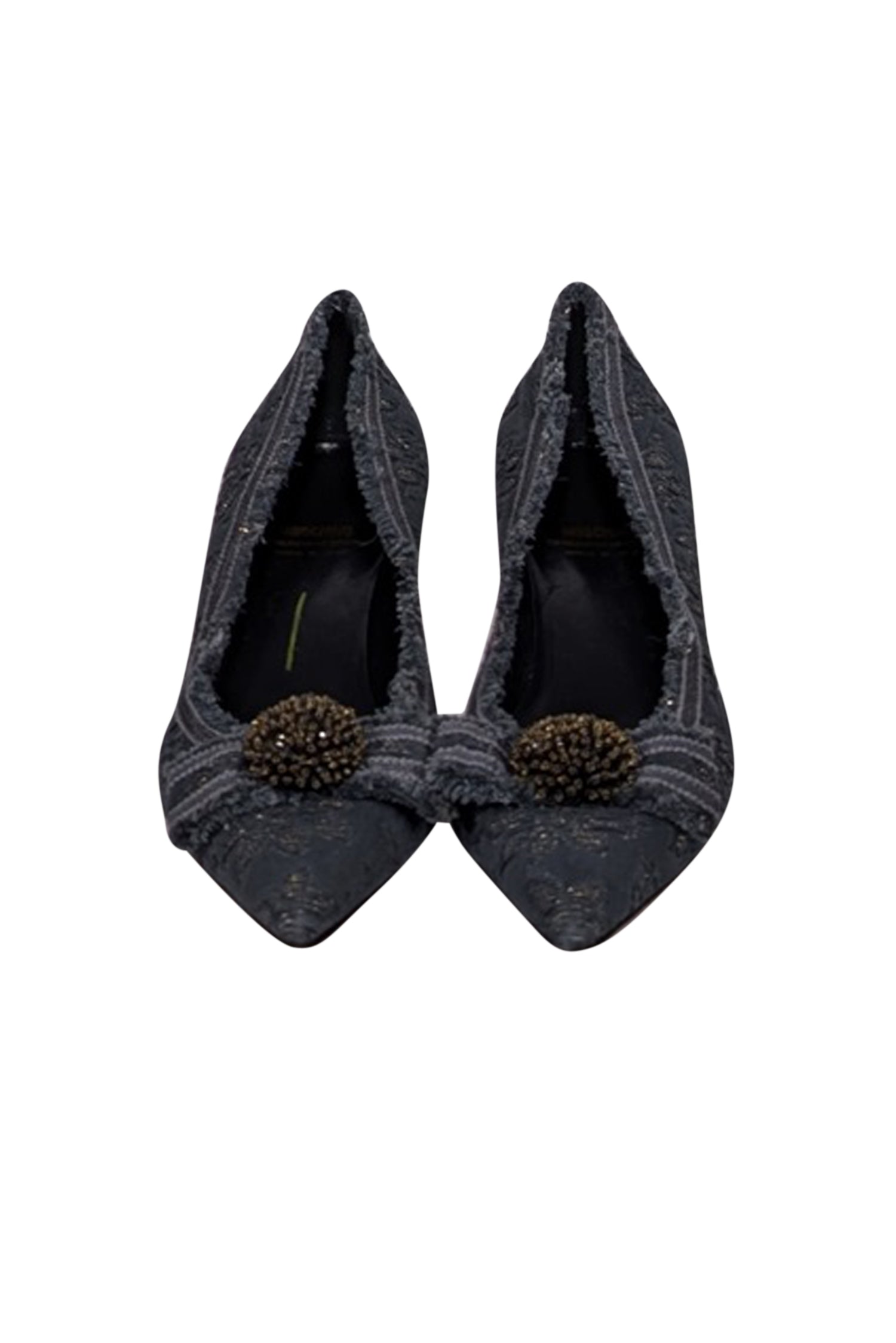 Moschino Blue & Metallic Gold Brocade Kitten Heels - Size 8, A Y2K Fashion Statement!