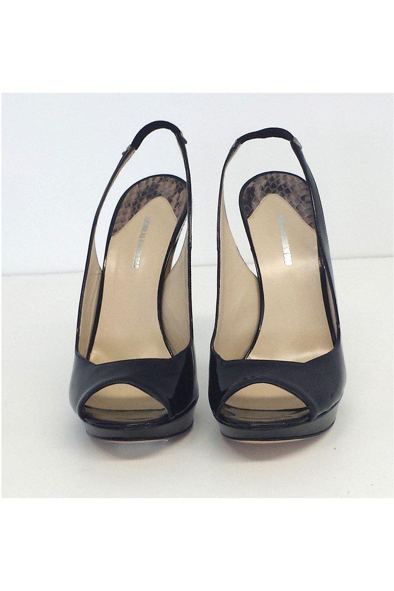 Gorgeous Nicholas Kirkwood Black Patent Leather Platform Slingbacks in Size 7 - Grab Yours Now!