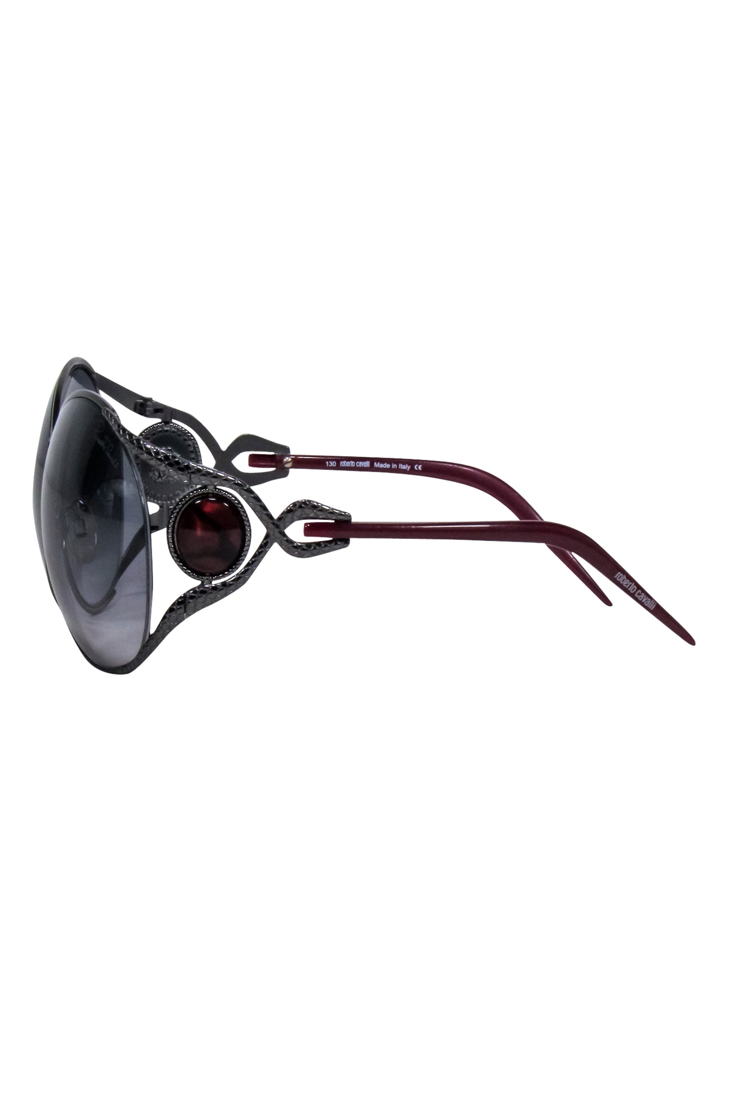 Roberto Cavalli - Stylish Gunmetal Frames with Maroon Legs Sunglasses