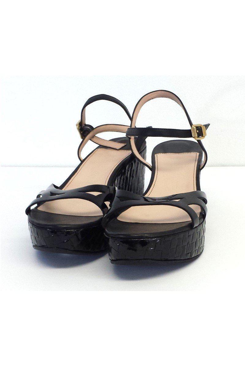 Sonia Rykiel's Stunning Black Patent Leather Platform Wedges in Size 9.5