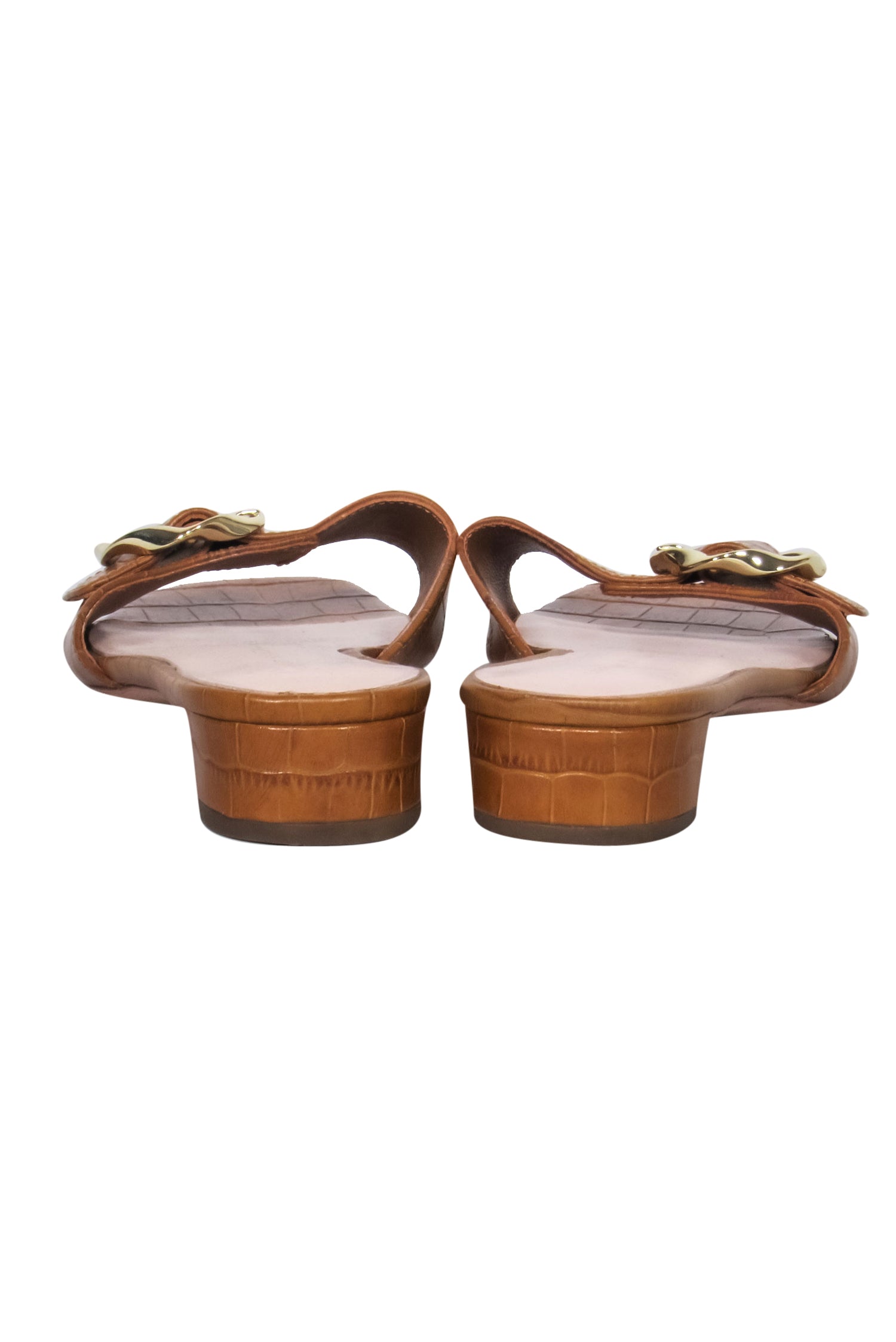 Loeffler Randall Cognac Crocodile Embossed Leather Slide Sandals - Size 6 - Irresistible Summer Must - Haves