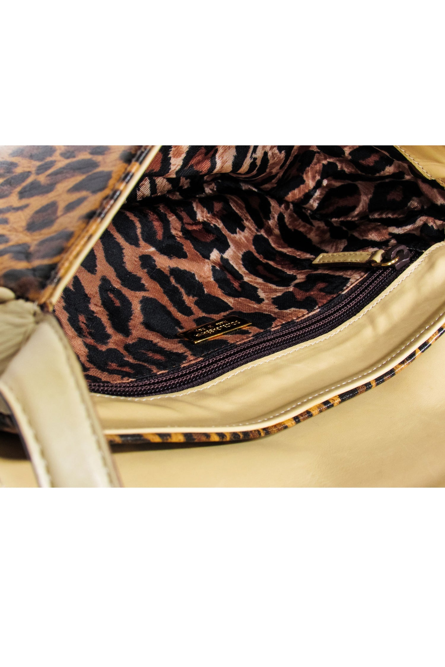 Dolce & Gabbana - Stunning Tan Leopard Print Baguette Bag with Beige Leather Trims