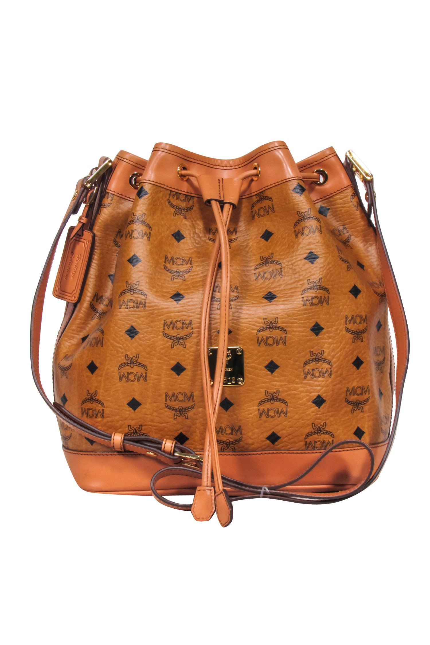 MCM Tan Dessau Medium Visetos Bucket Bag - A Chic Fashion Essential