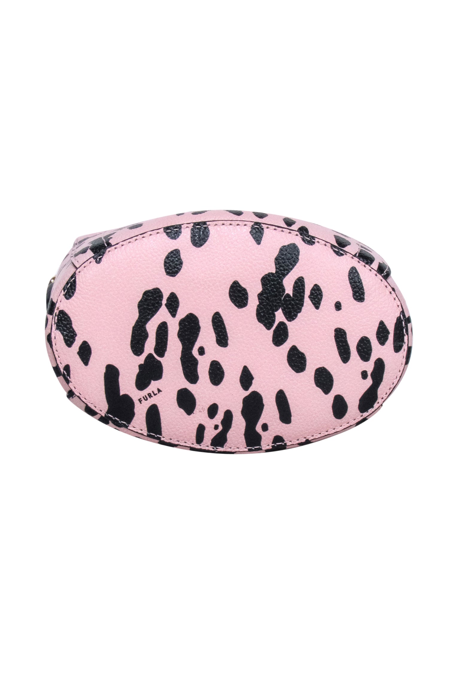 Furla - Charming Light Pink & Black Spotted Leather Bucket Crossbody Bag
