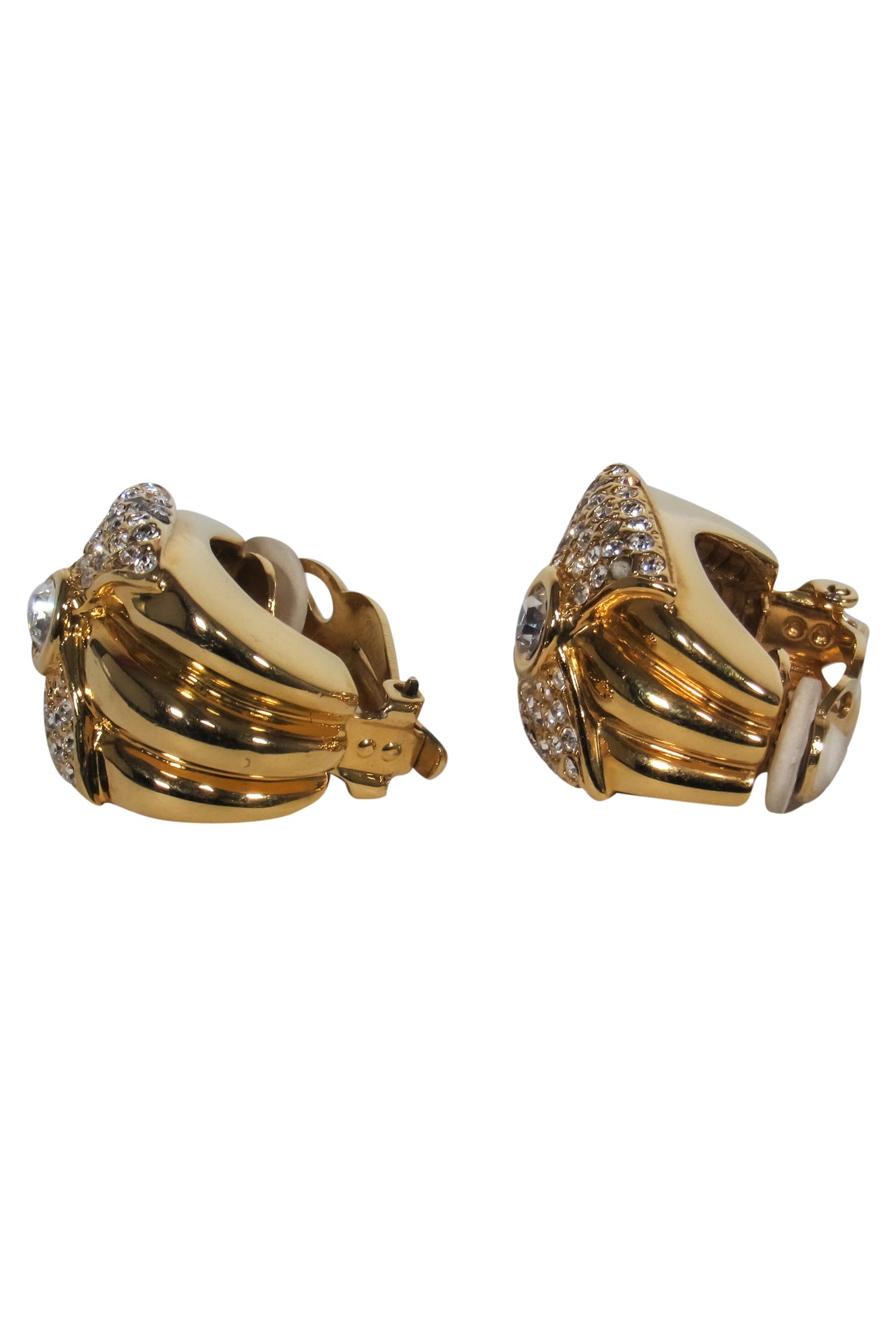 St. John Gold Clip-On Earrings with Crystal Embellished Bow: A Timeless Elegance