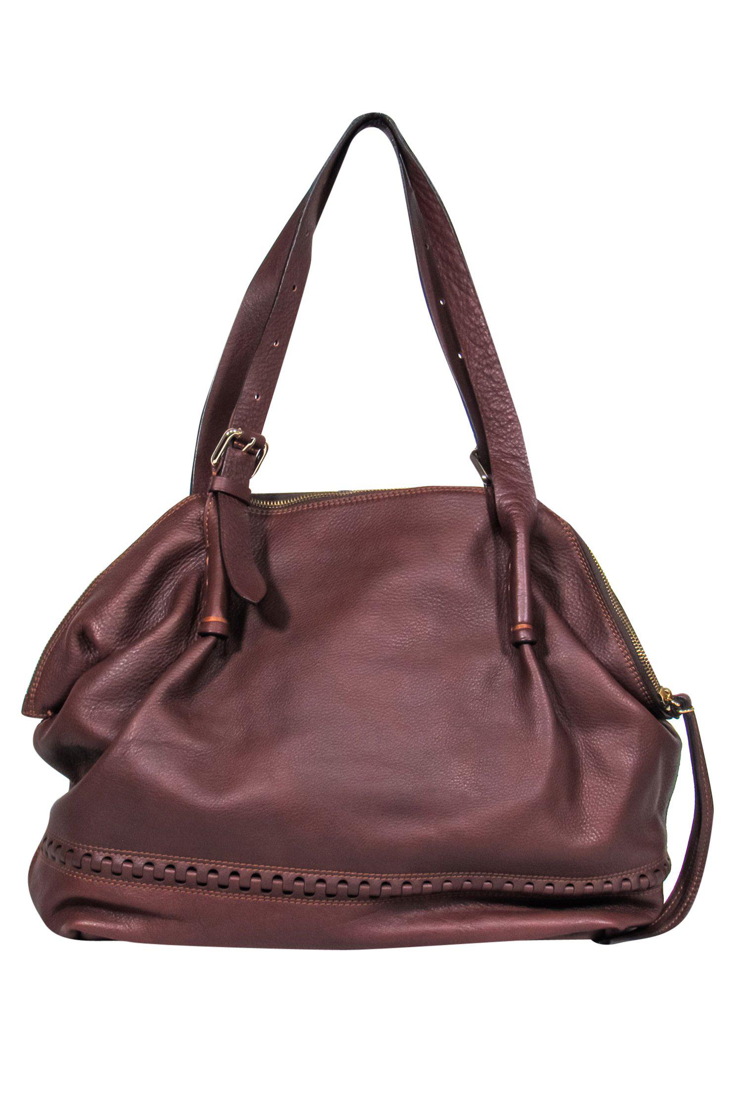 Dooney & Bourke - Stunning Large Brown Leather Braided Diamond Shopper Tote