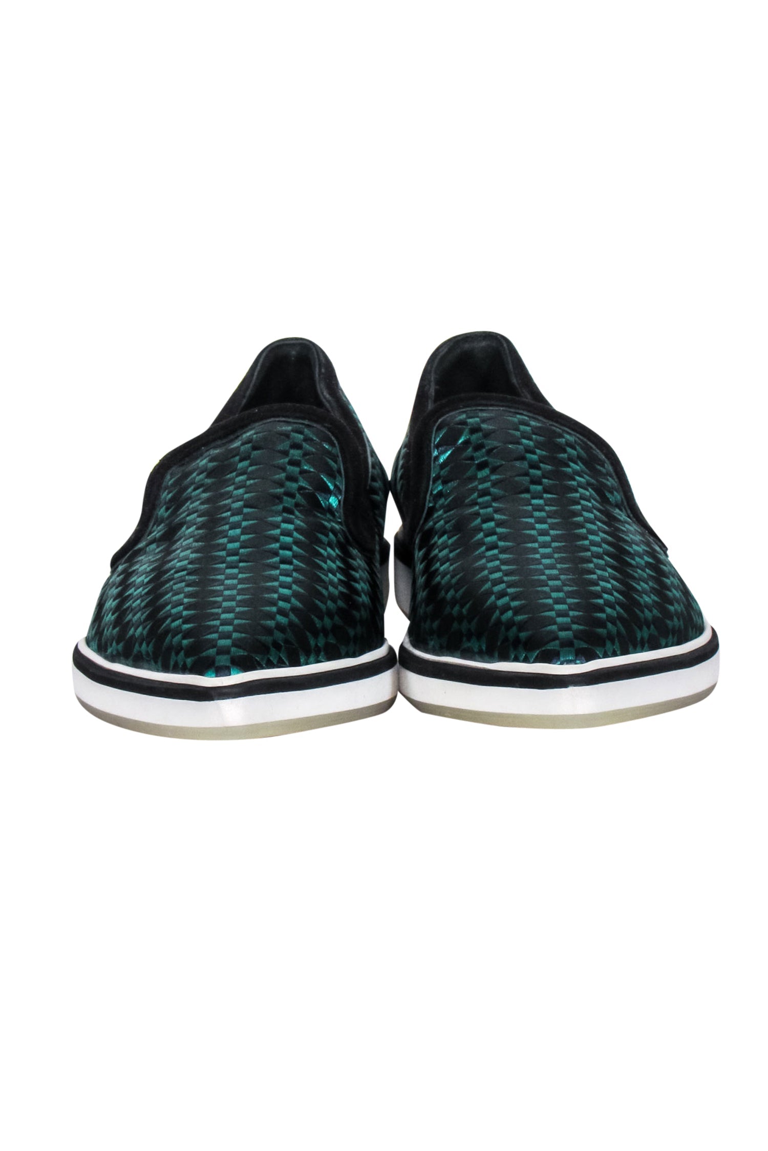 Nicholas Kirkwood's Stunning Green & Black Woven Pointed Toe Flats - Size 8.5