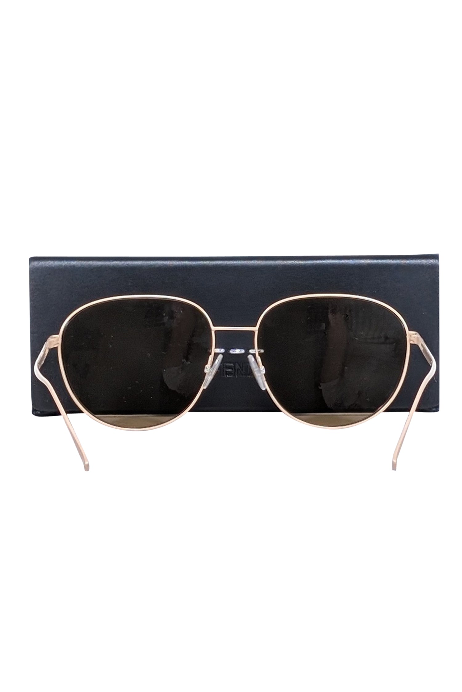 Fendi Beige Aviator Sunglasses with Striking Logo Font Lenses
