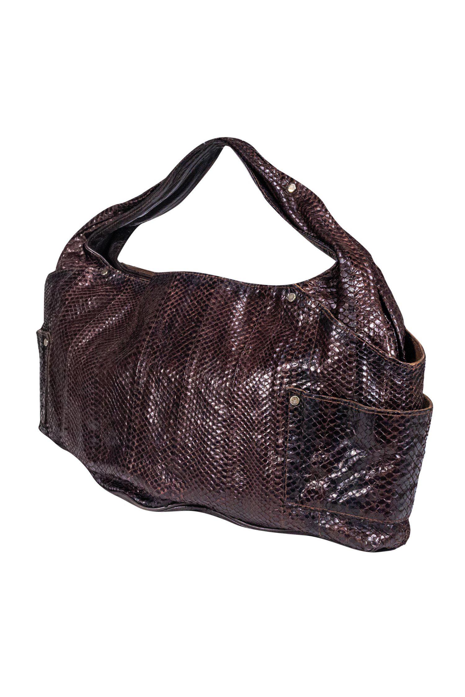 R&Y Augousti - Stunning Dark Brown Large Snakeskin Hobo Tote