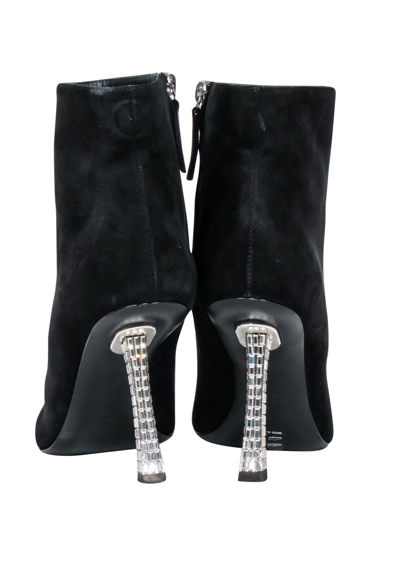 Giuseppe Zanotti - Stunning Black Suede Short Boots with Jewel Heel, Size 9