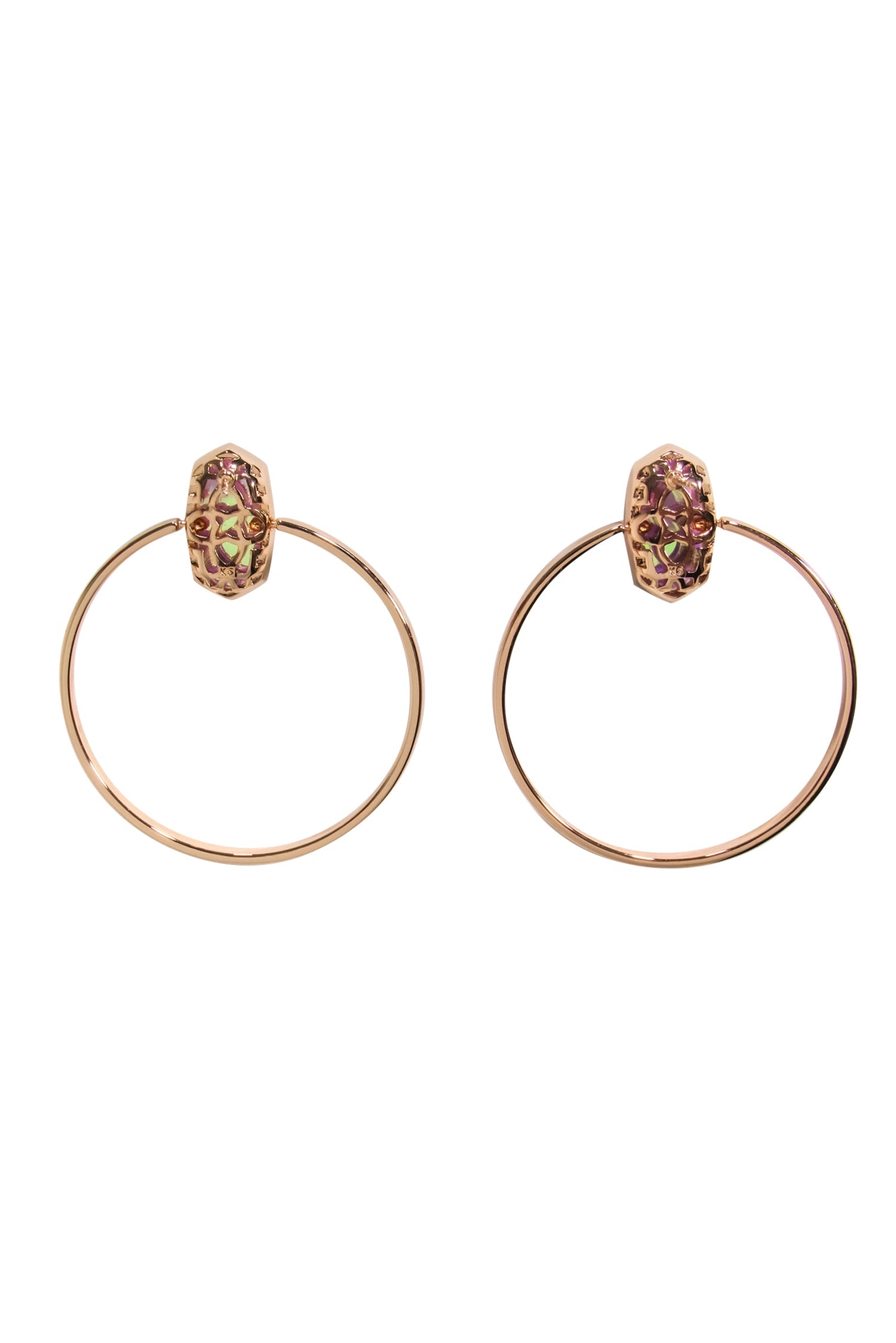 Kendra Scott - Stunning Rose Gold Stud Hoop Earrings with Iridescent Stones