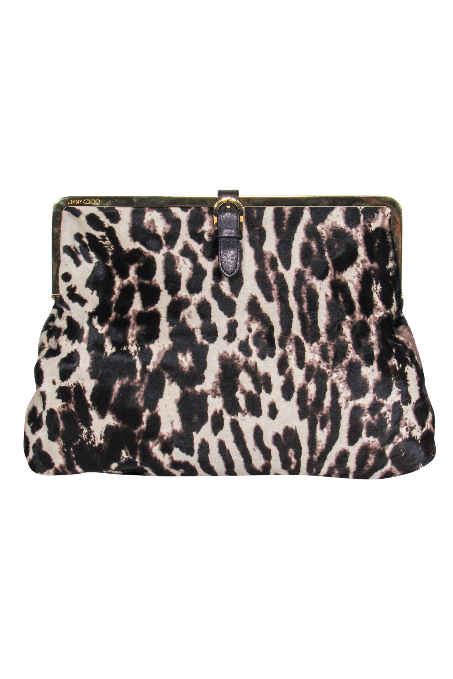 Jimmy Choo - Stunning Beige & Dark Brown Leopard Print Calf Hair Clutch