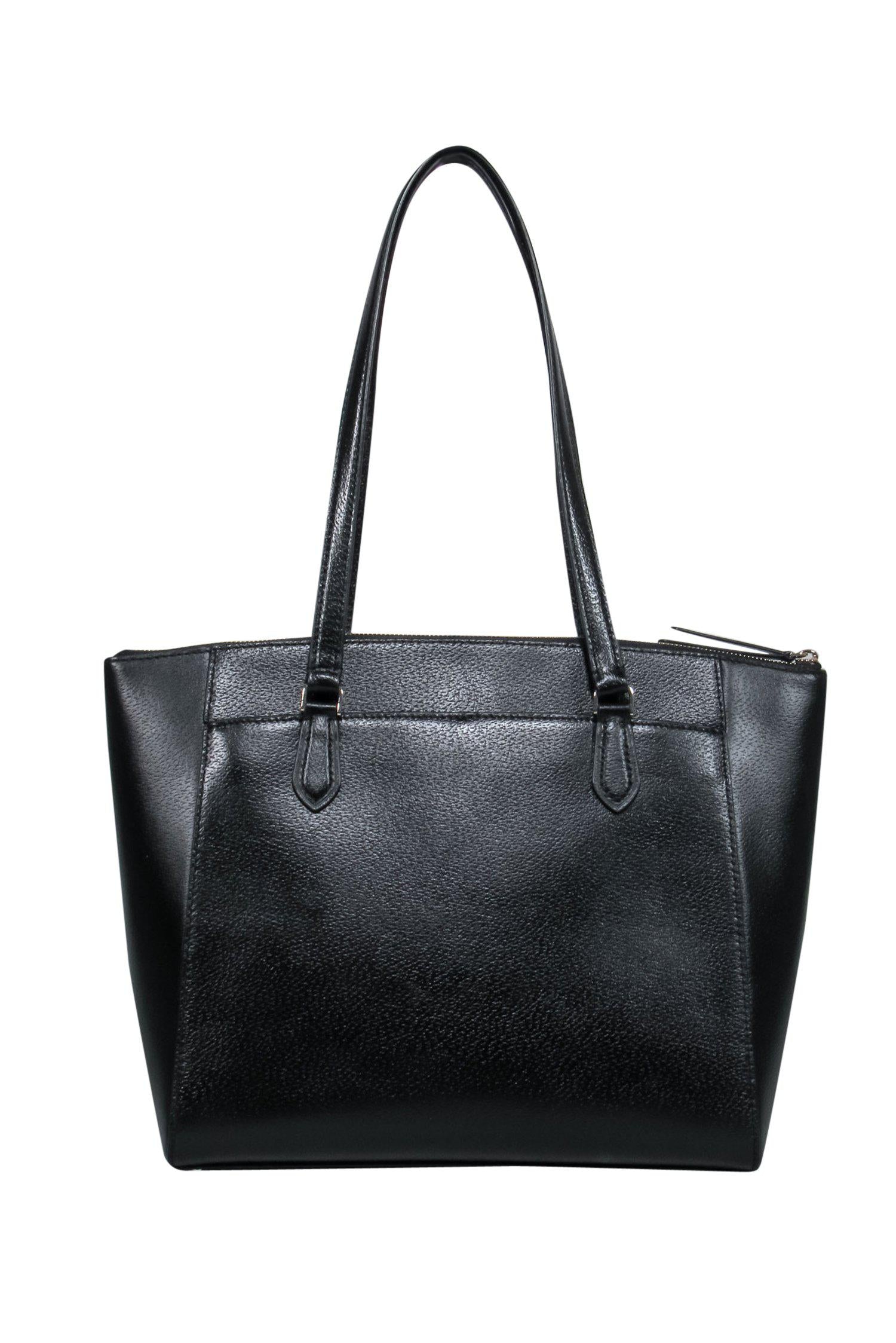 Kate Spade's Stylish Black Leather Zipper Tote with Laptop Sleeve