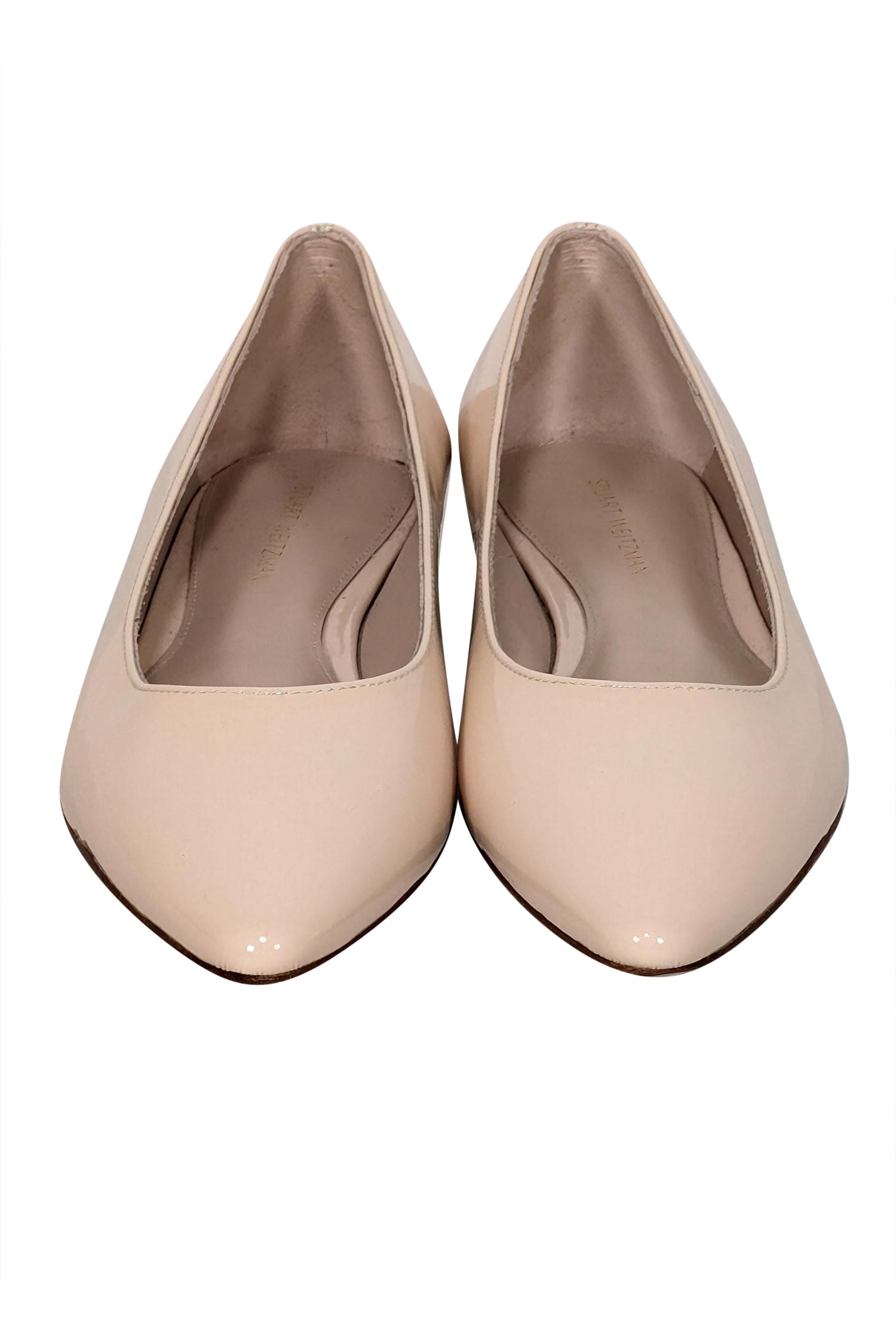 Stuart Weitzman Cream Patent Leather Pointed-Toe Flats - Size 5 - A Chic Essential!