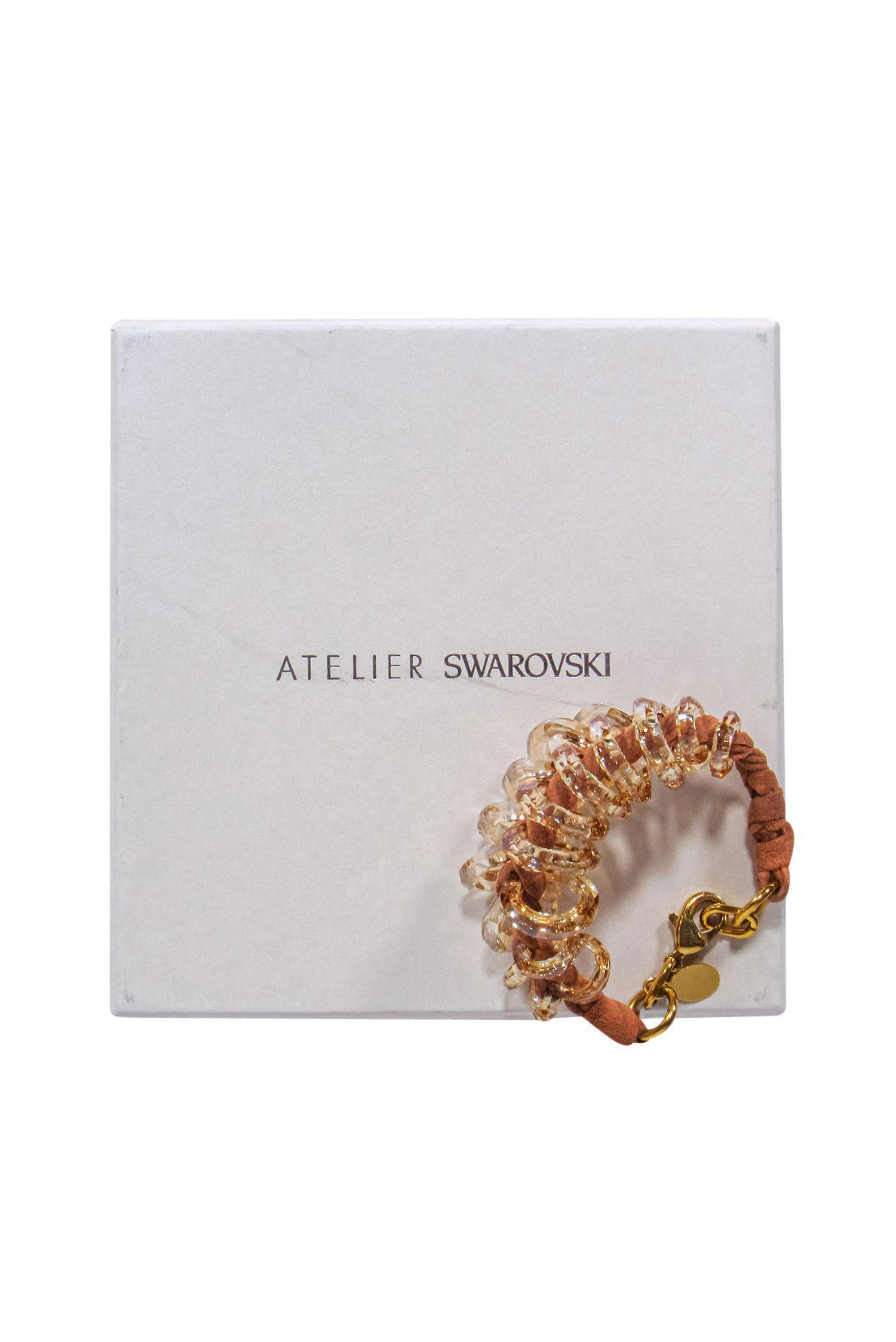 Atelier Swarovski - Enchanting Blush Suede & Crystal Hoop Bracelet