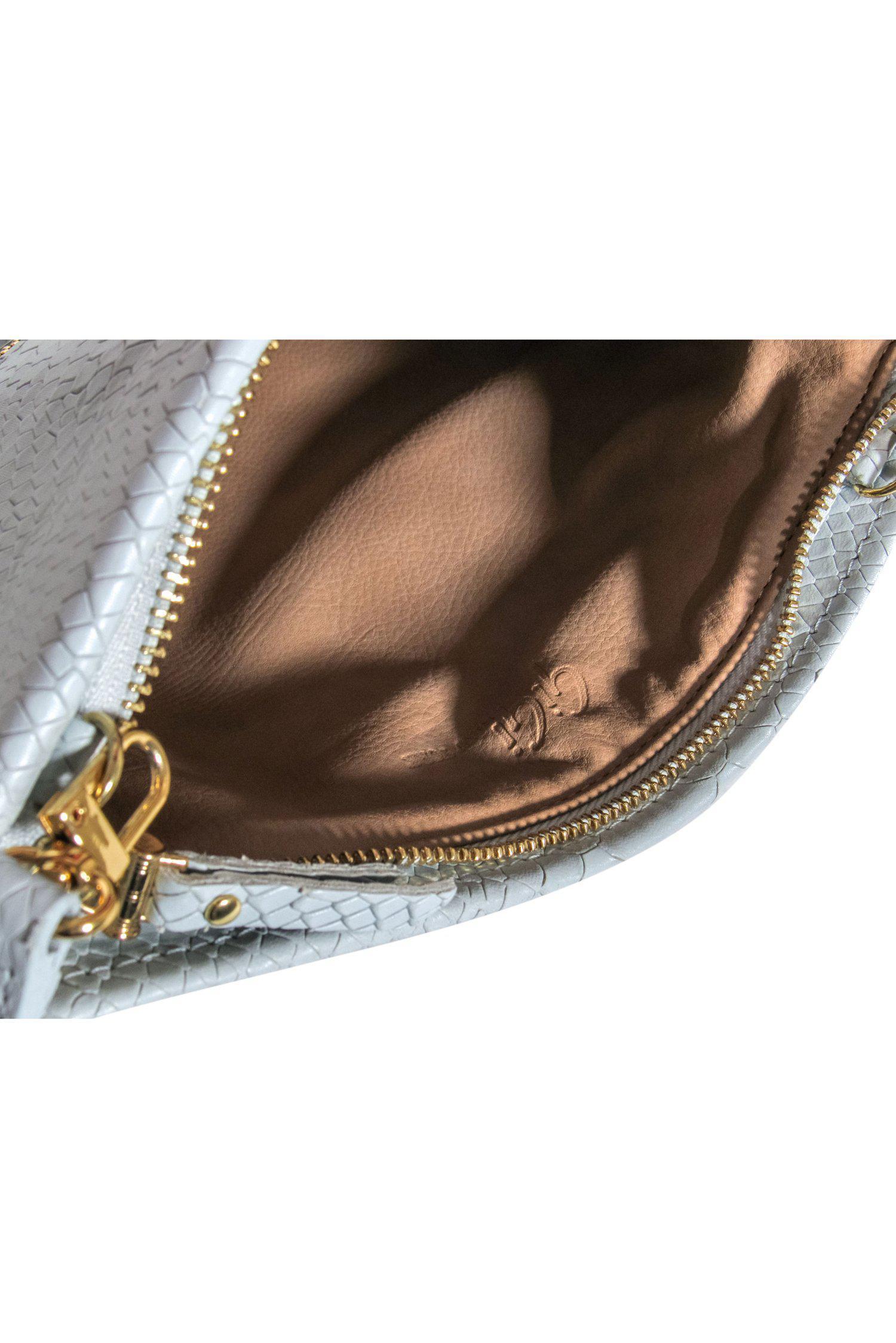 Gigi New York - Stunning Light Blue Snakeskin Embossed Convertible Crossbody