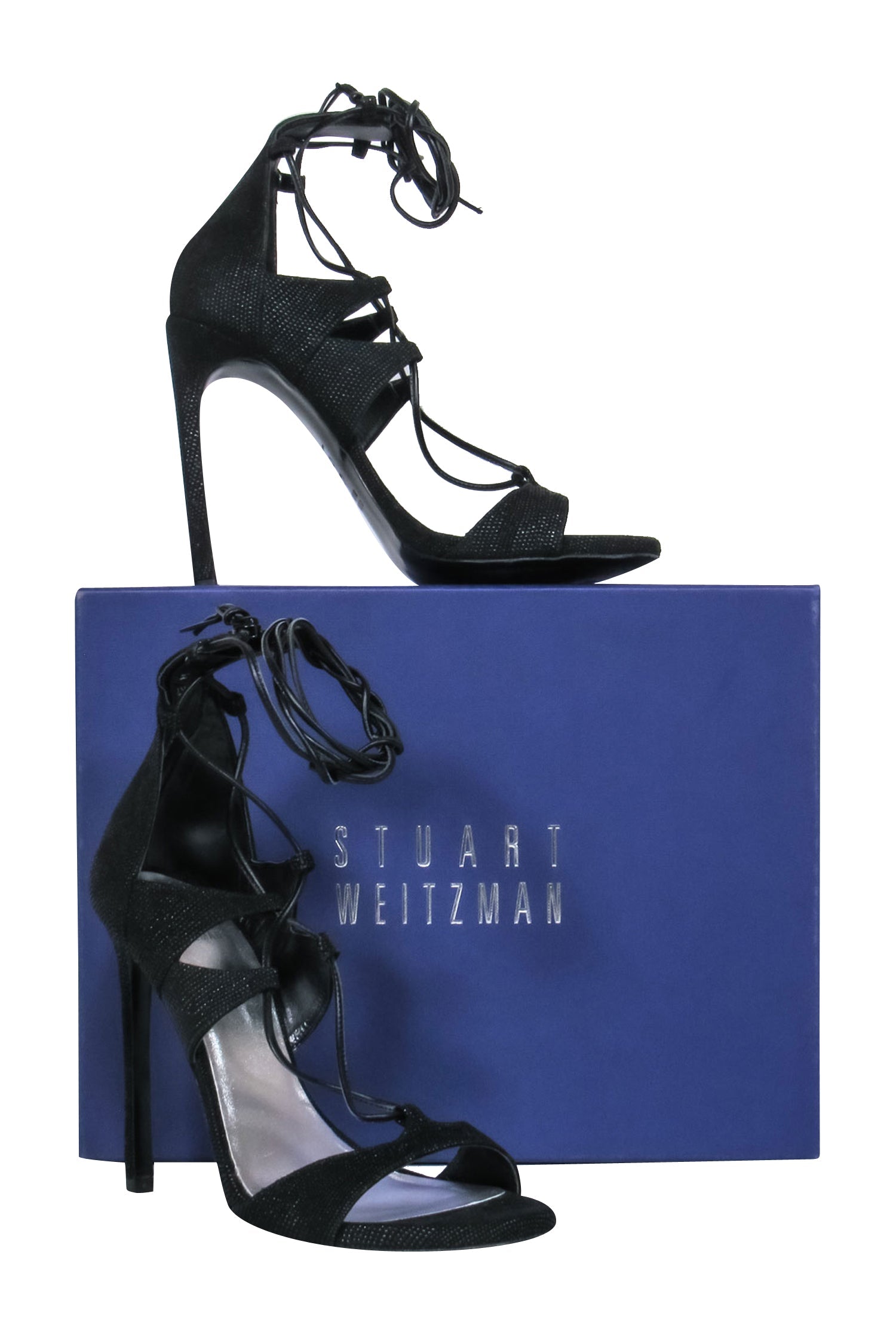 Stuart Weitzman Black Strappy Heels - Size 8.5: Party-Ready Glam!