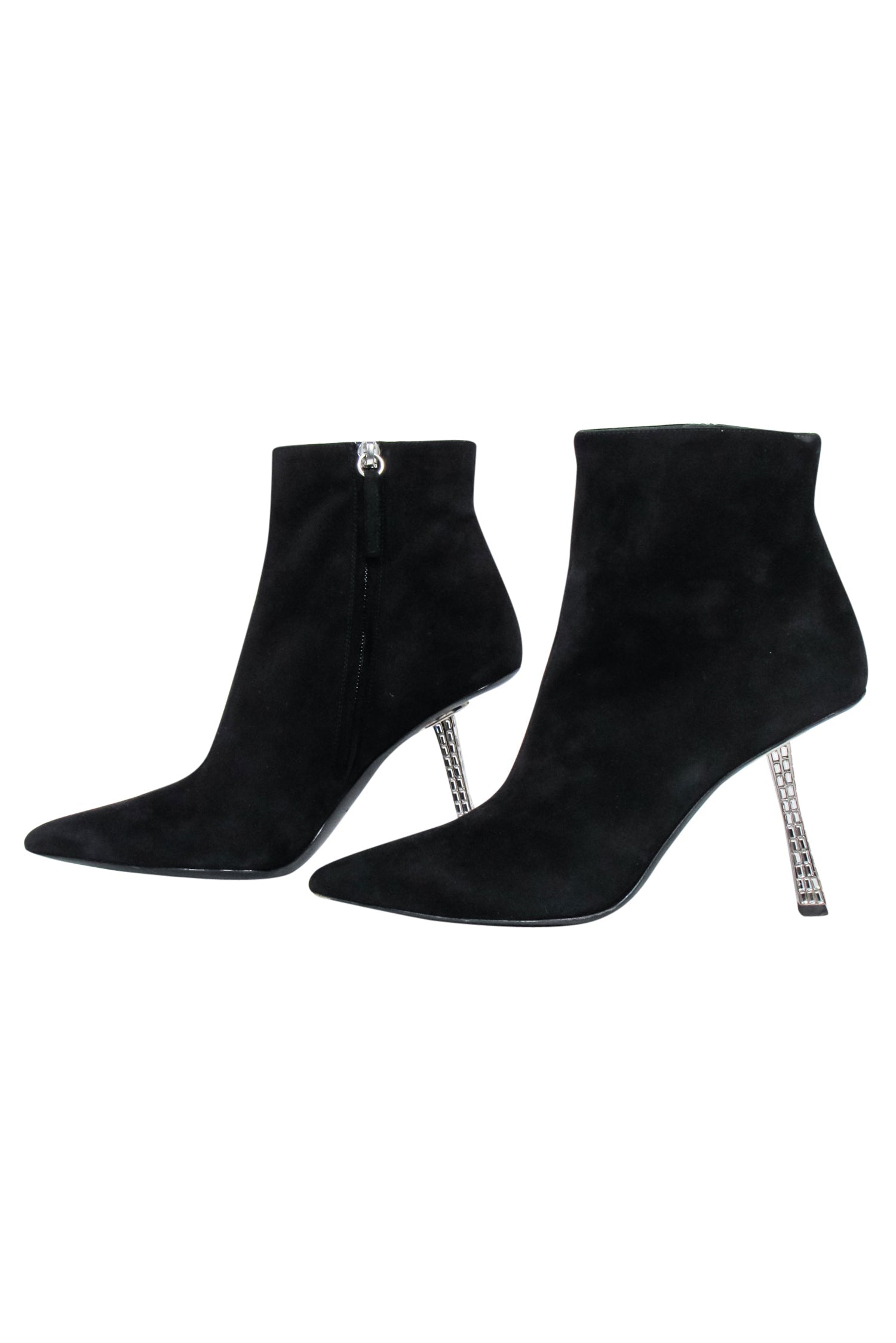 Giuseppe Zanotti - Stunning Black Suede Short Boots with Jewel Heel, Size 9