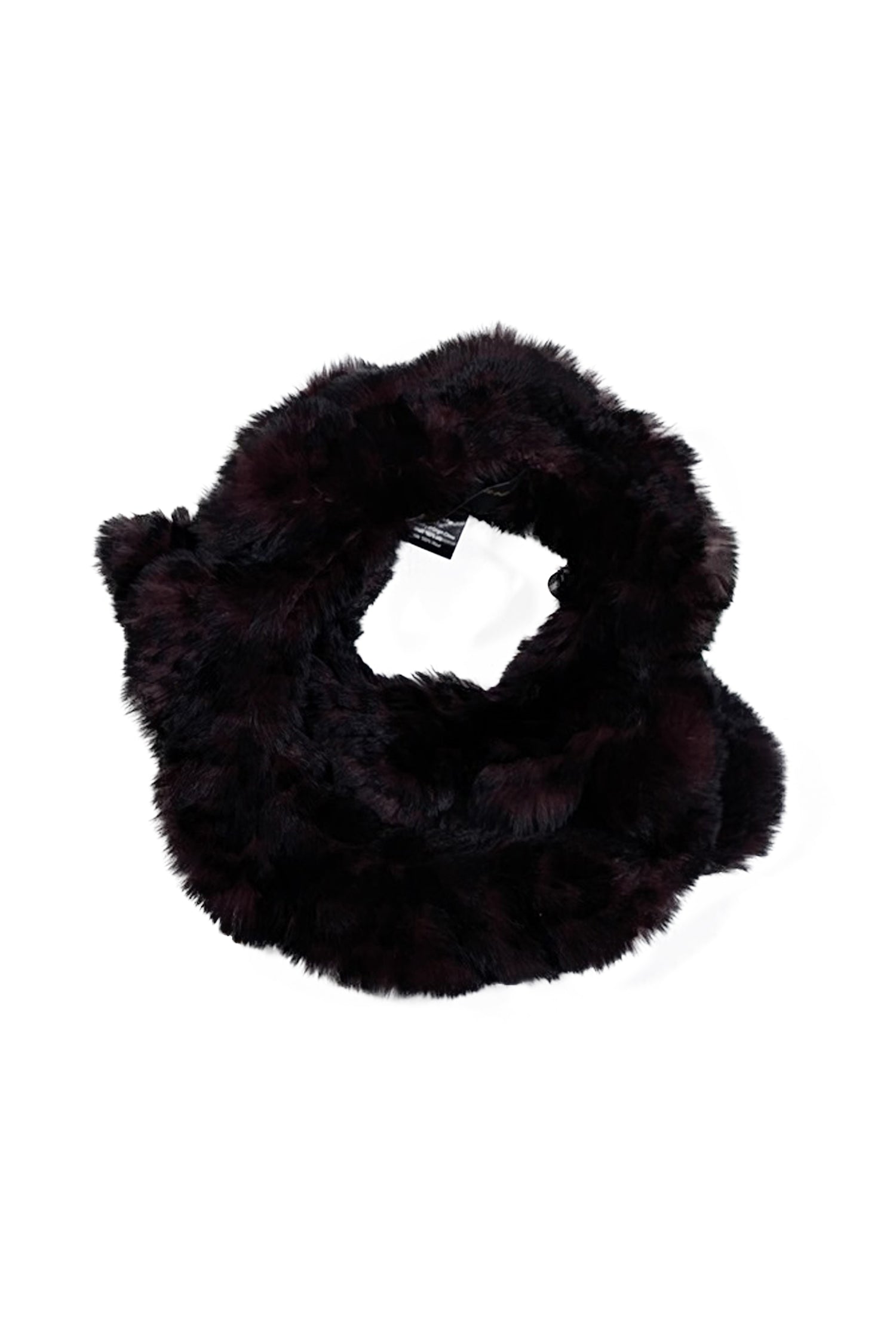 Linda Richards' Glamorous Maroon & Black Rabbit Fur Scarf